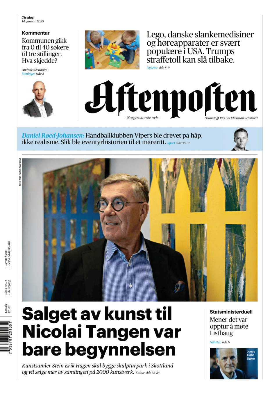 Prima-pagina-Aftenposten-oggi-edizione-di-oggi-20250114