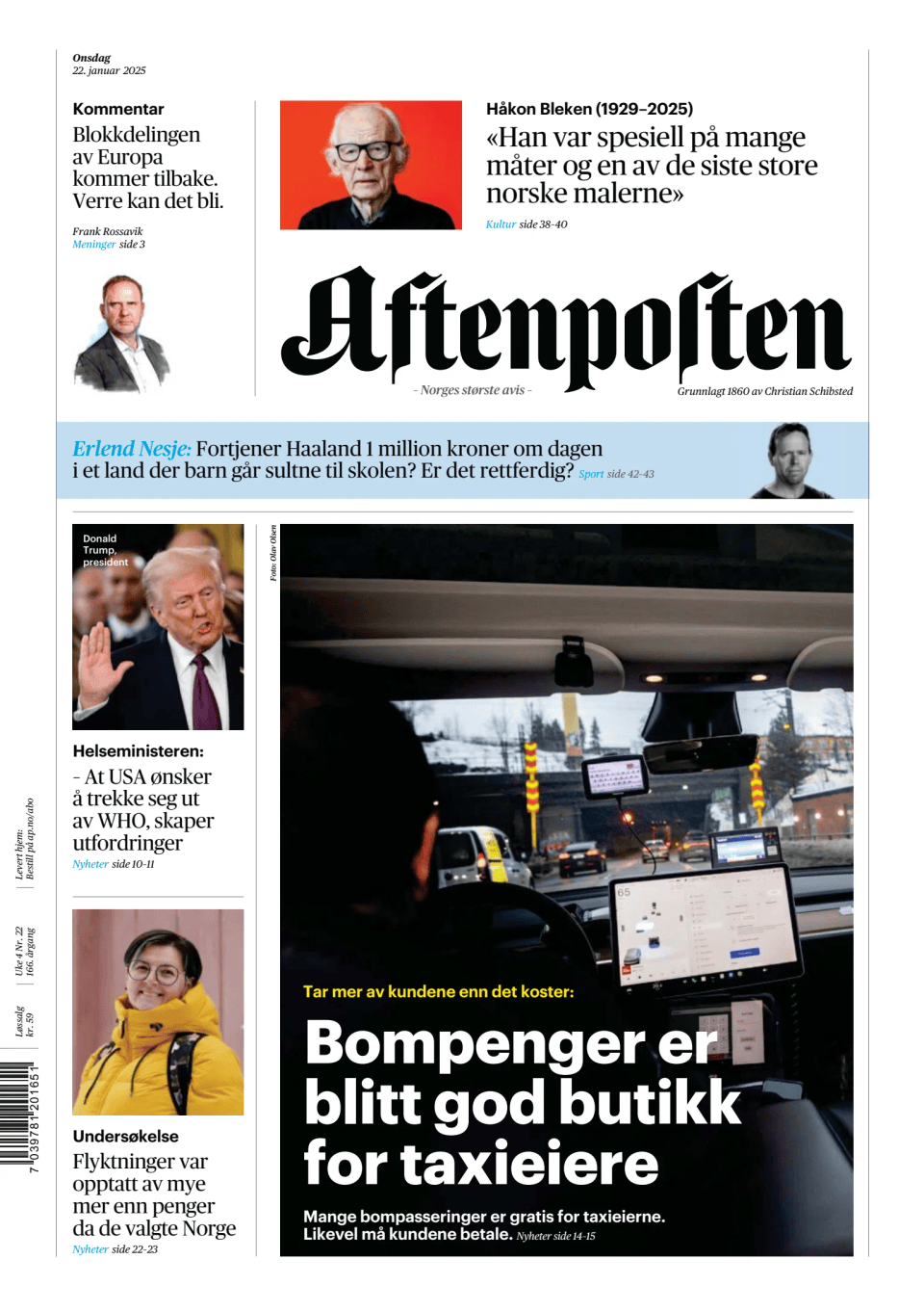 Prima-pagina-Aftenposten-oggi-edizione-di-oggi-20250122