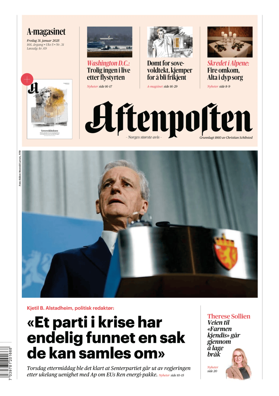 Prima-pagina-Aftenposten-oggi-edizione-di-oggi-20250131