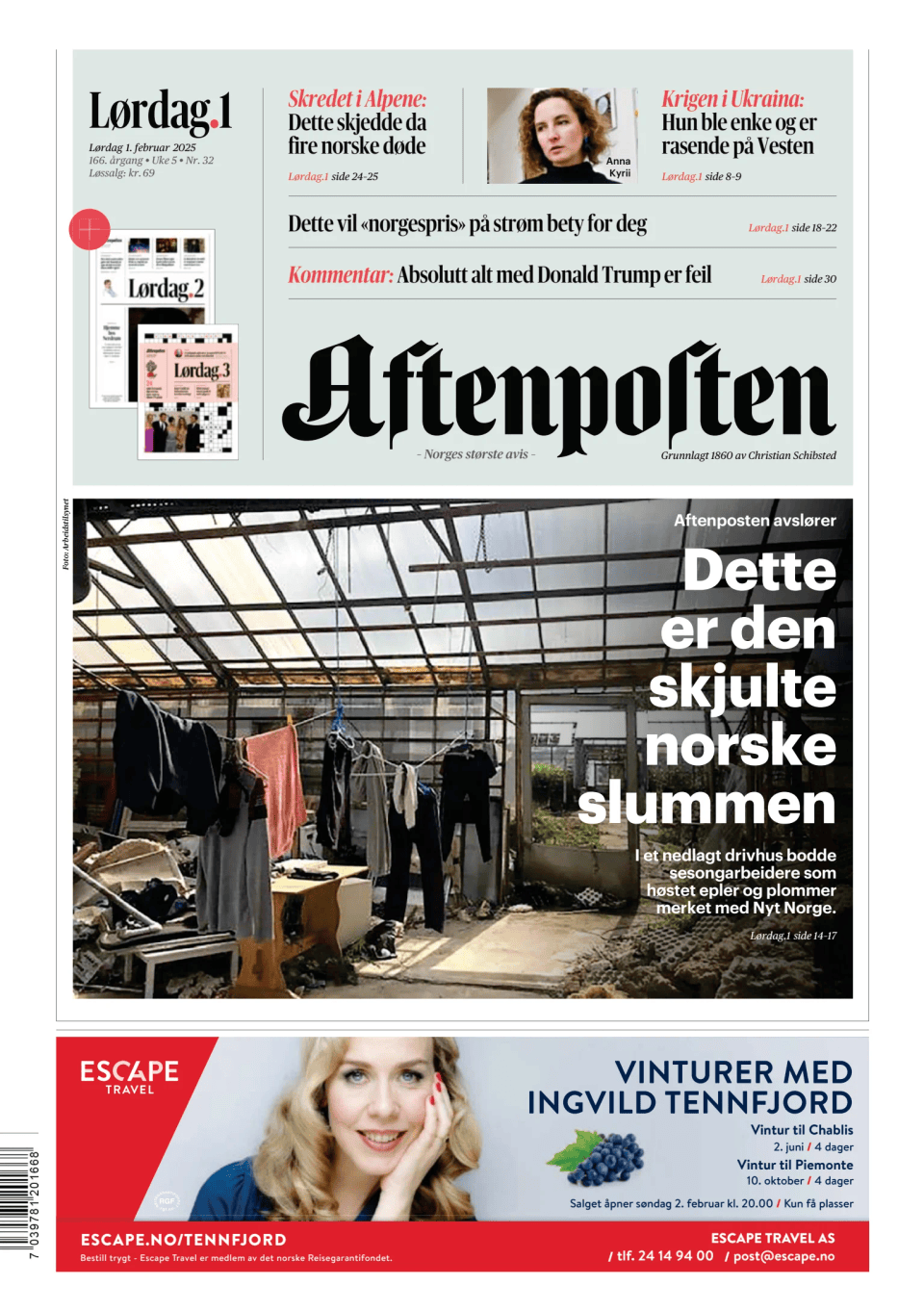 Prima-pagina-Aftenposten-oggi-edizione-di-oggi-20250201