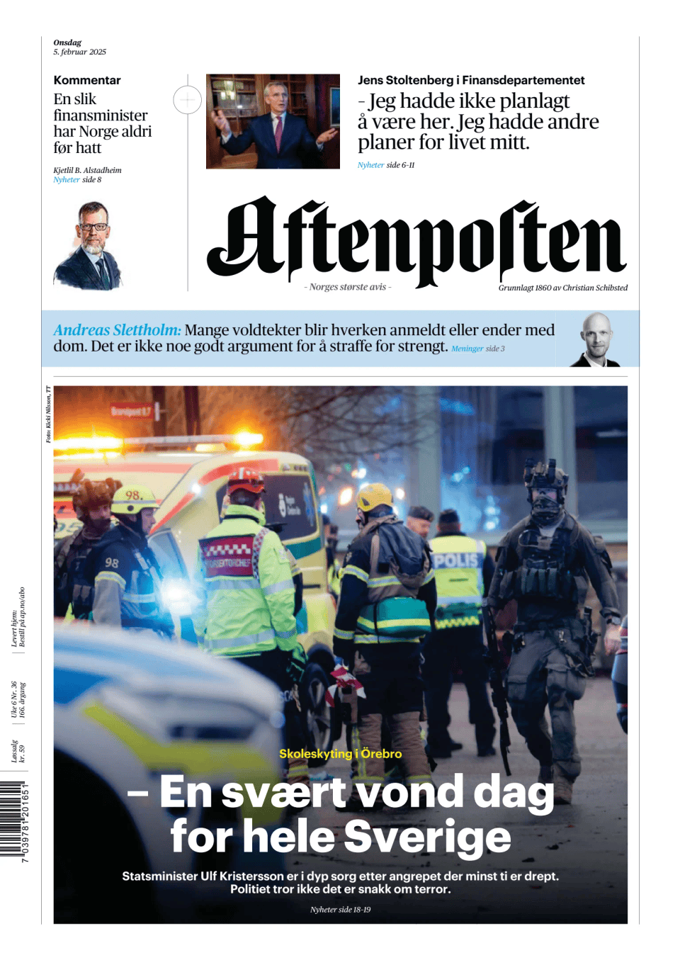 Prima-pagina-Aftenposten-oggi-edizione-di-oggi-20250205