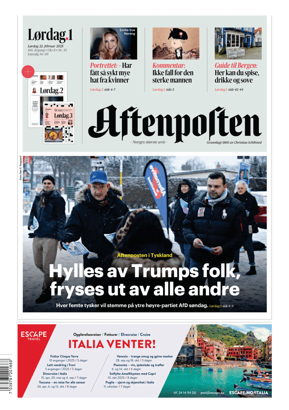 Prima-pagina-Aftenposten-oggi-edizione-di-oggi-20250222