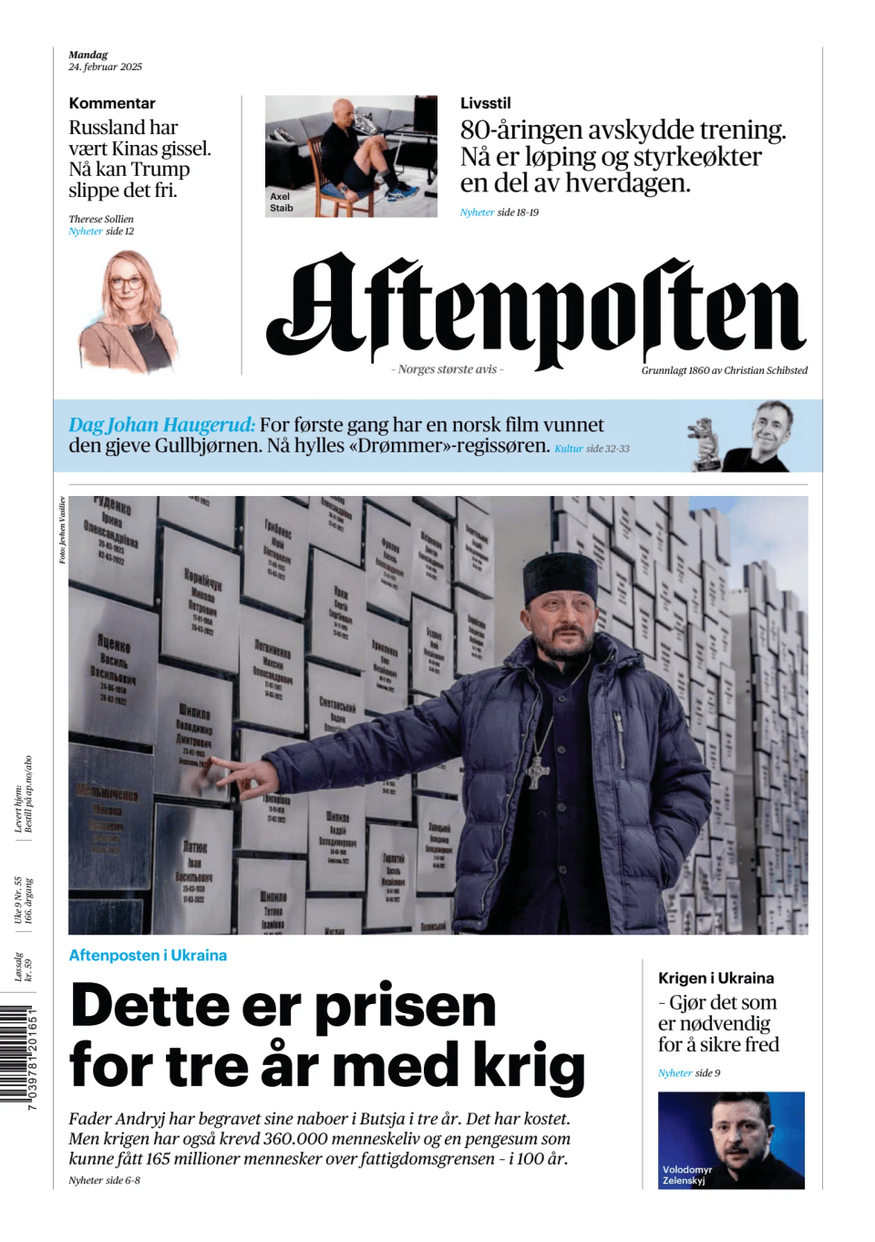 Prima-pagina-Aftenposten-oggi-edizione-di-oggi-20250224