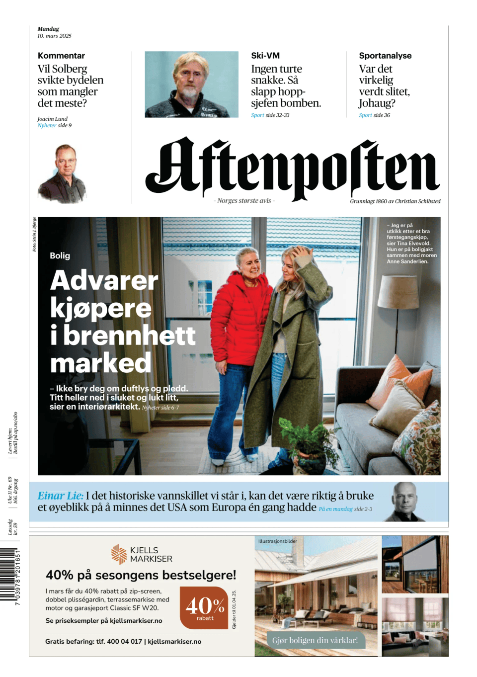 Prima-pagina-Aftenposten-oggi-edizione-di-oggi-20250310