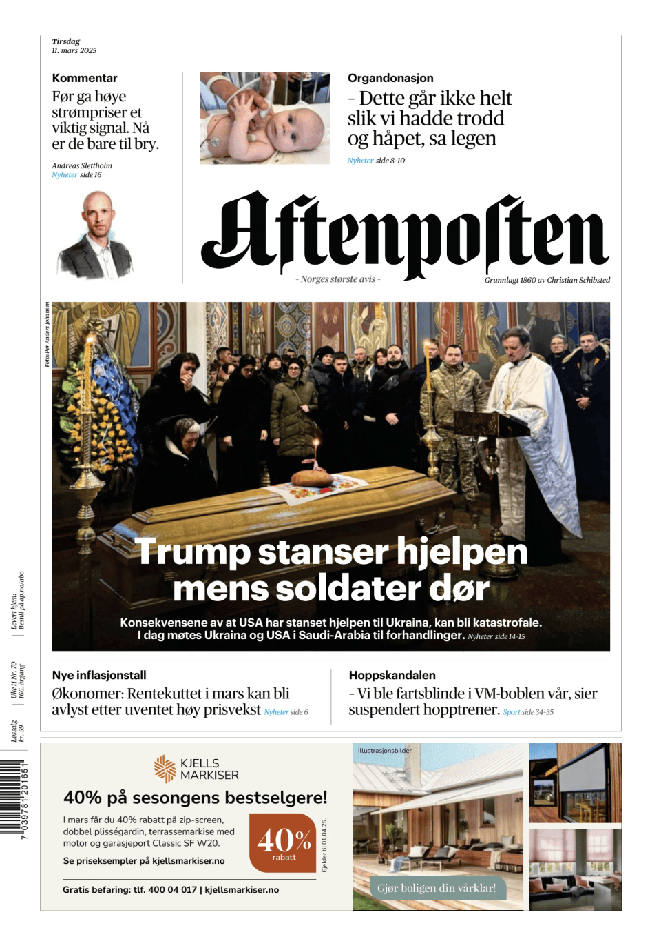 Prima-pagina-Aftenposten-oggi-edizione-di-oggi-20250311