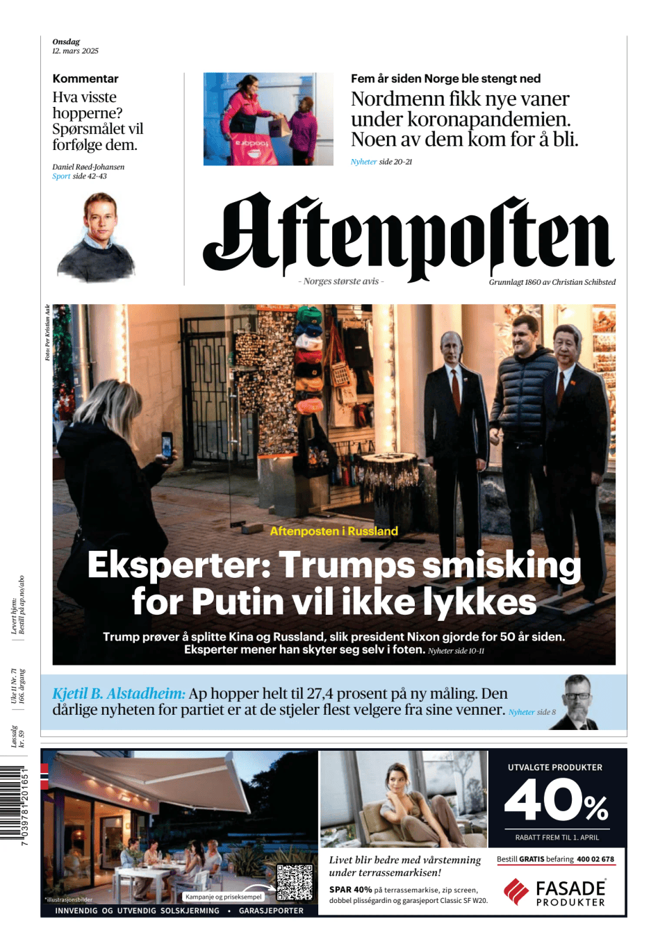 Prima-pagina-Aftenposten-oggi-edizione-di-oggi-20250312