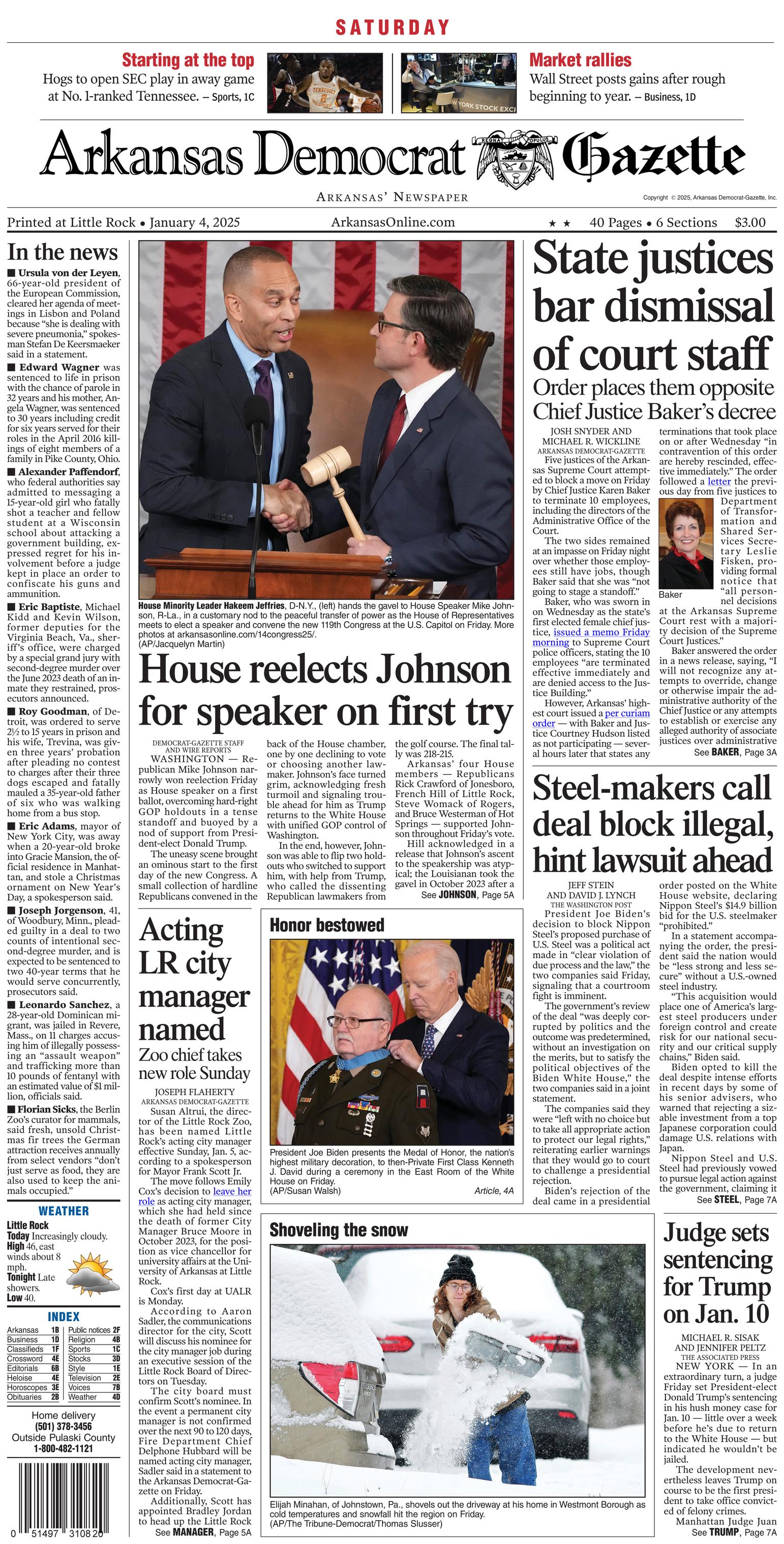 Prima-pagina-Arkansas-Democrat-Gazette-oggi-edizione-di-oggi-20250104