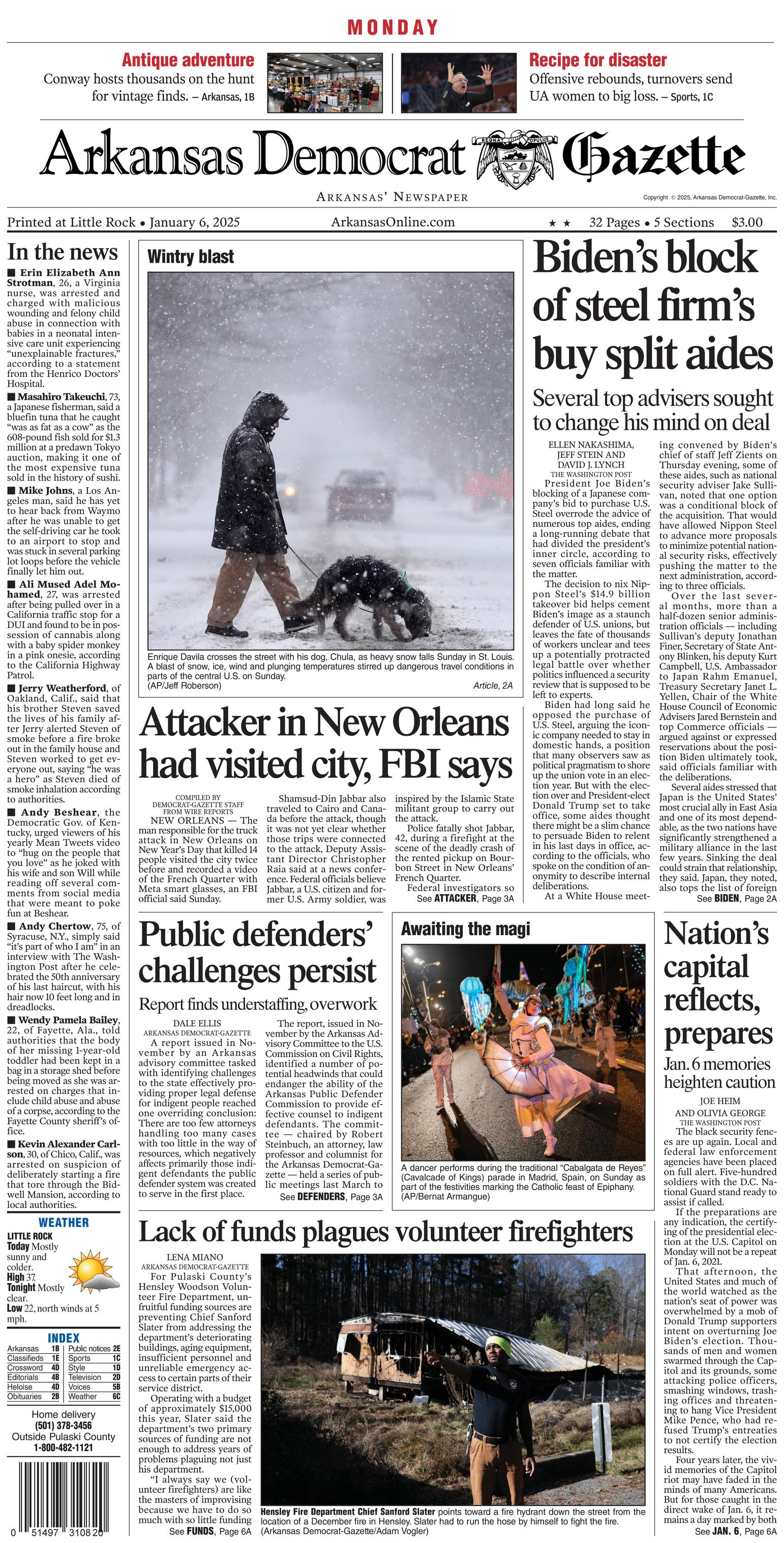 Prima-pagina-Arkansas-Democrat-Gazette-oggi-edizione-di-oggi-20250106