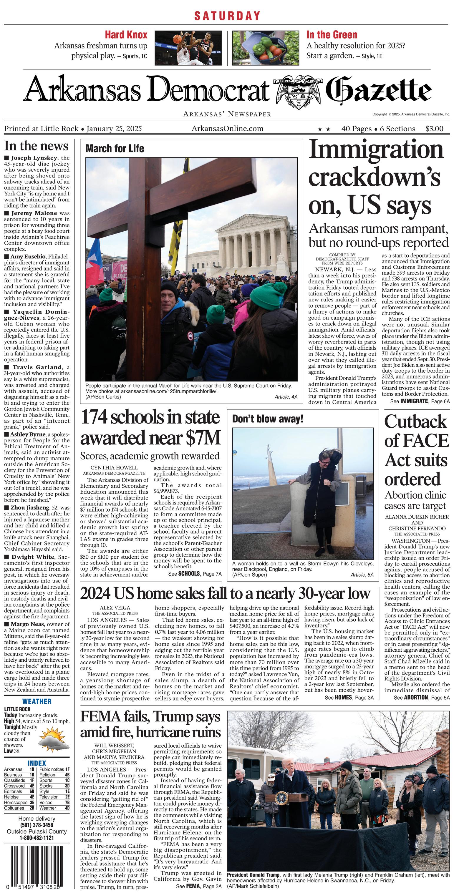 Prima-pagina-Arkansas-Democrat-Gazette-oggi-edizione-di-oggi-20250125