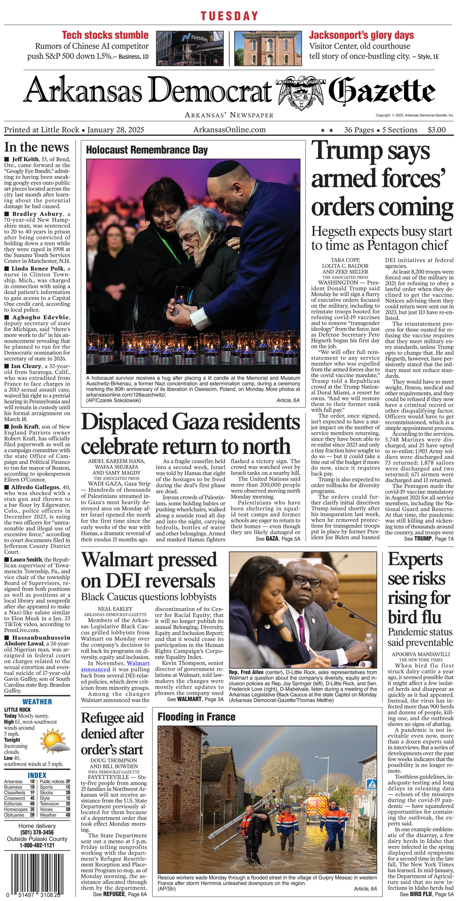 Prima-pagina-Arkansas-Democrat-Gazette-oggi-edizione-di-oggi-20250128