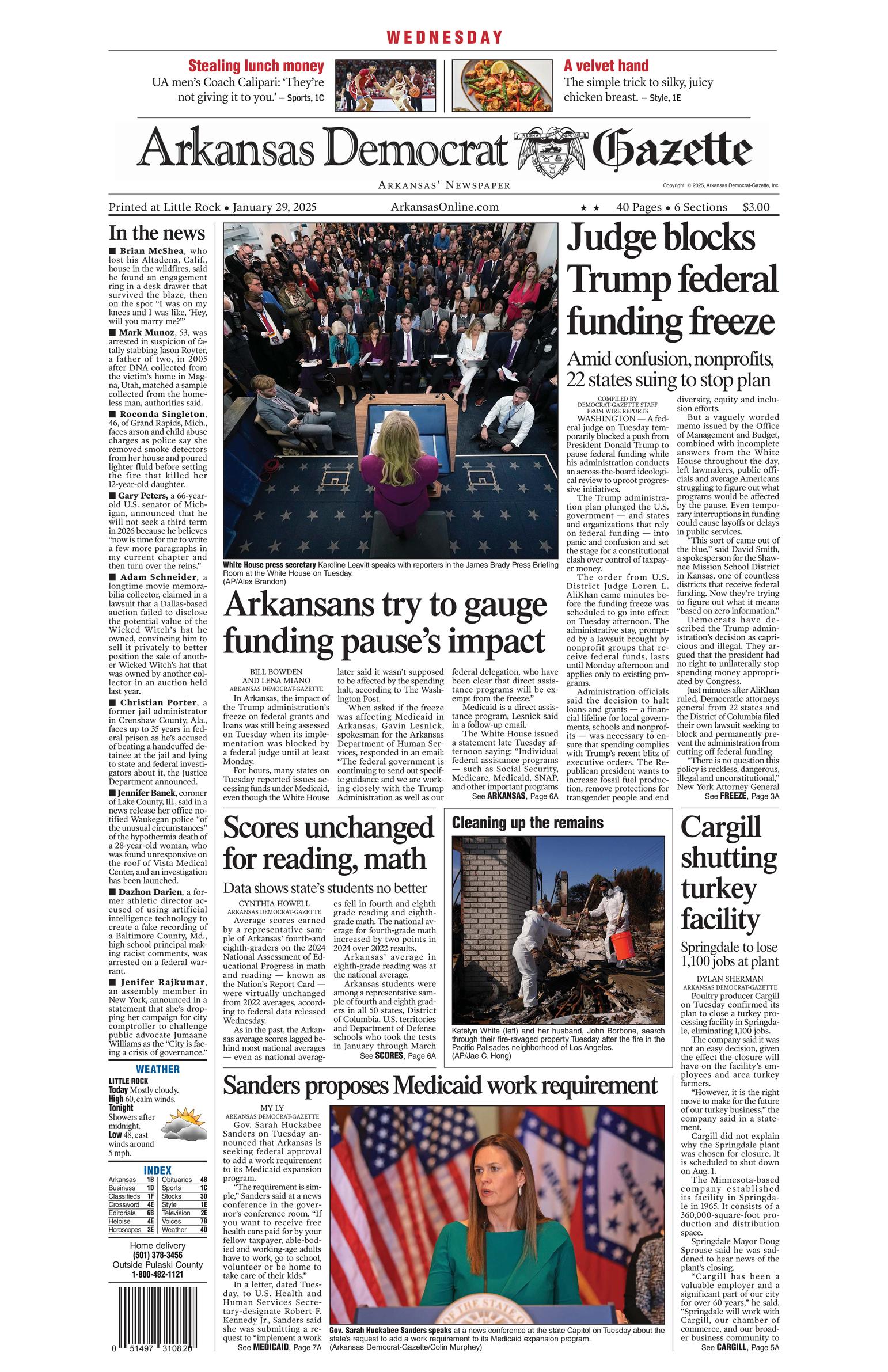 Prima-pagina-Arkansas-Democrat-Gazette-oggi-edizione-di-oggi-20250129