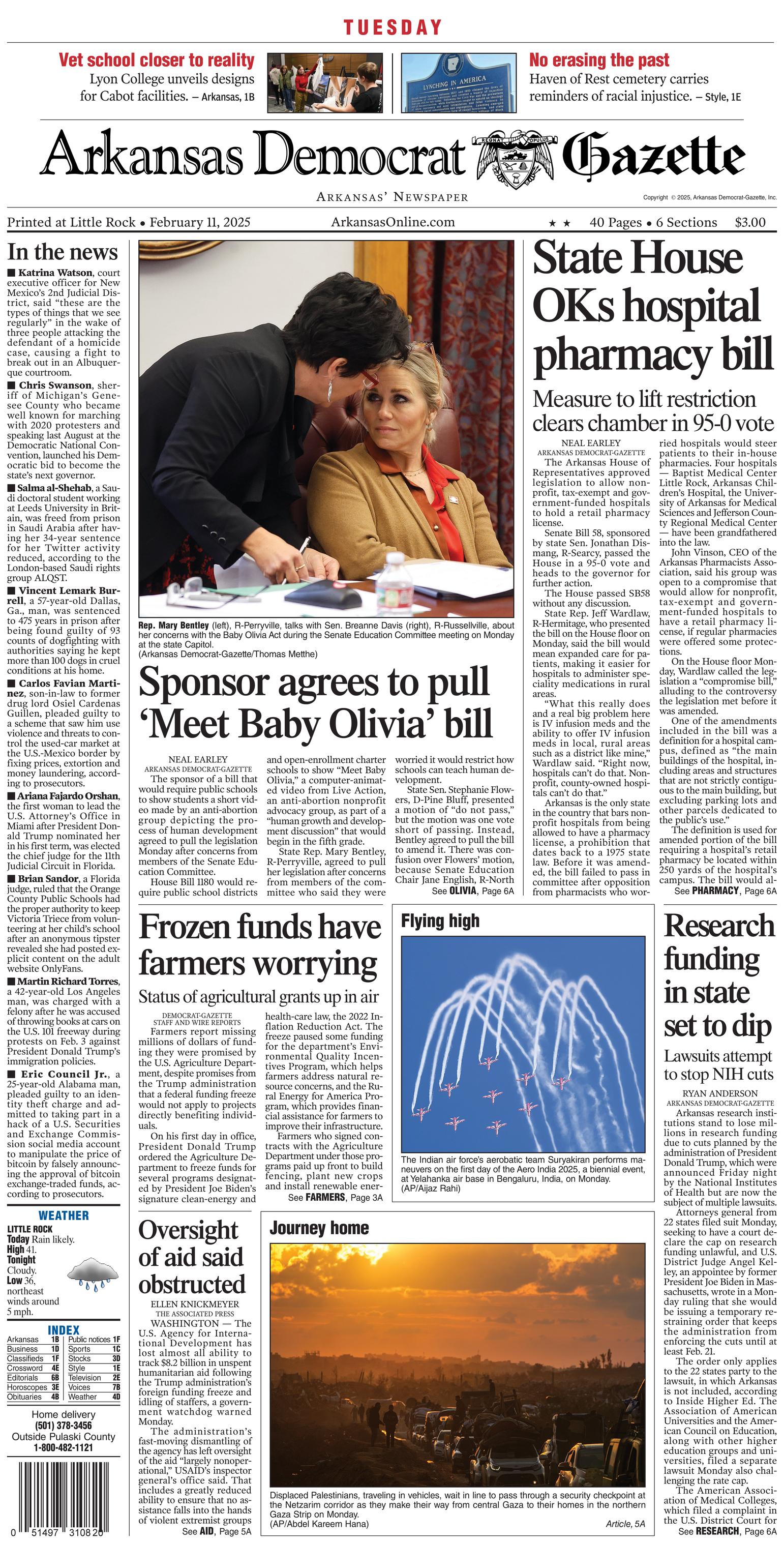 Prima-pagina-Arkansas-Democrat-Gazette-oggi-edizione-di-oggi-20250211