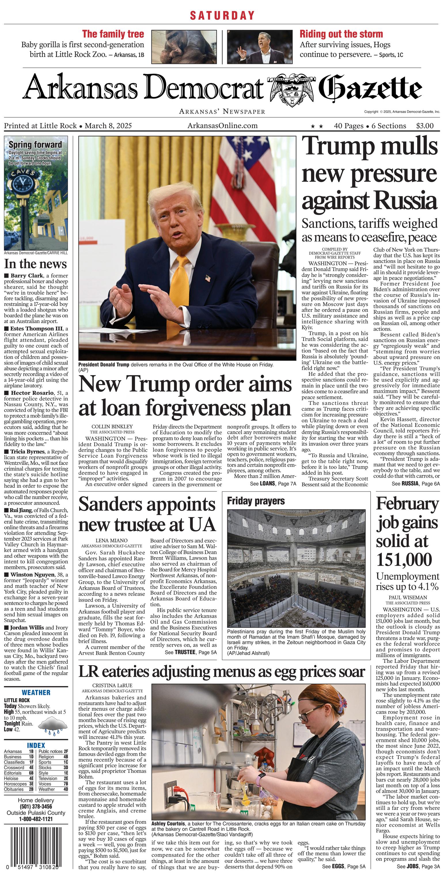 Prima-pagina-Arkansas-Democrat-Gazette-oggi-edizione-di-oggi-20250308