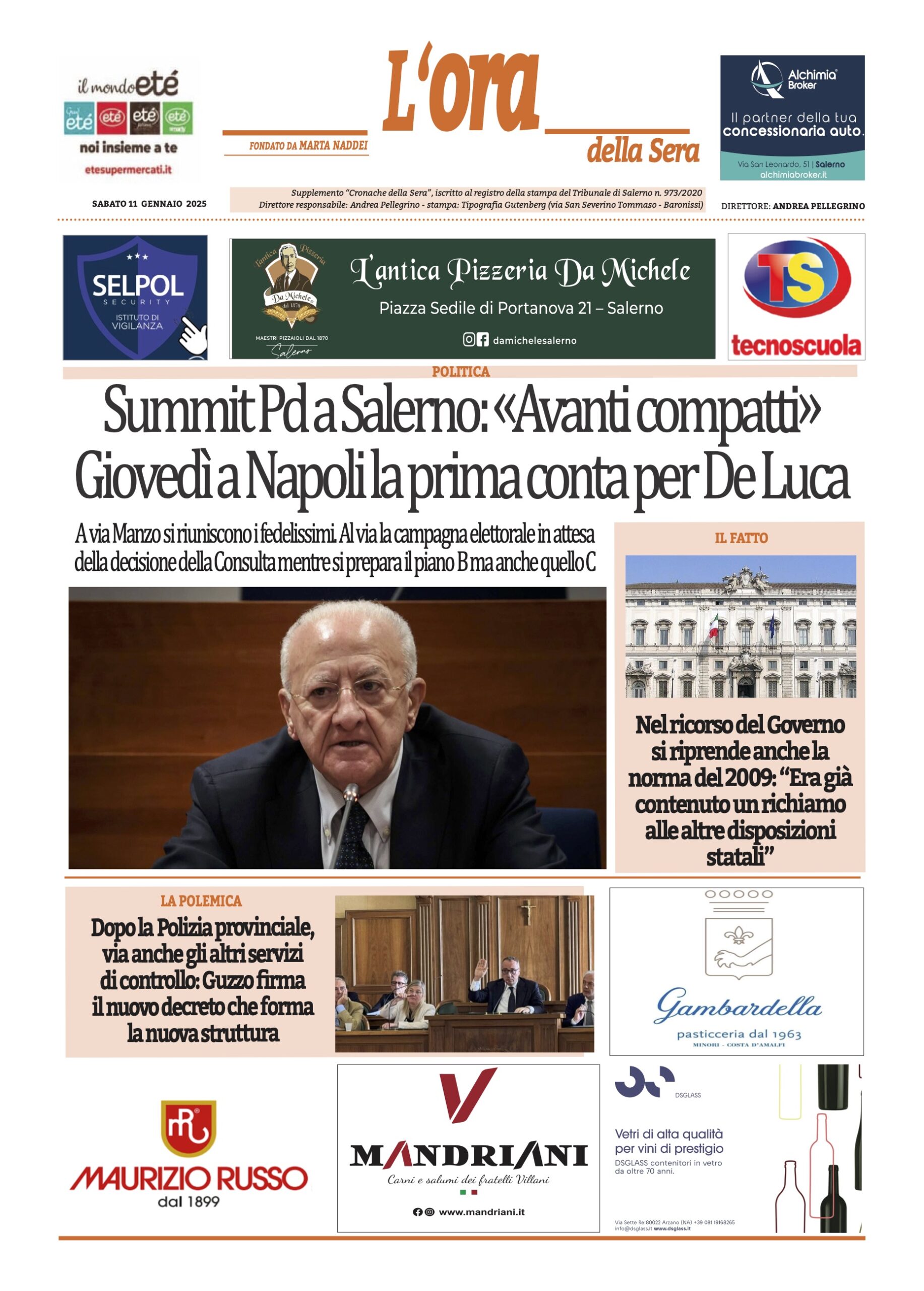 Prima-pagina-Cronache-della-Sera-oggi-edizione-di-oggi-20250111