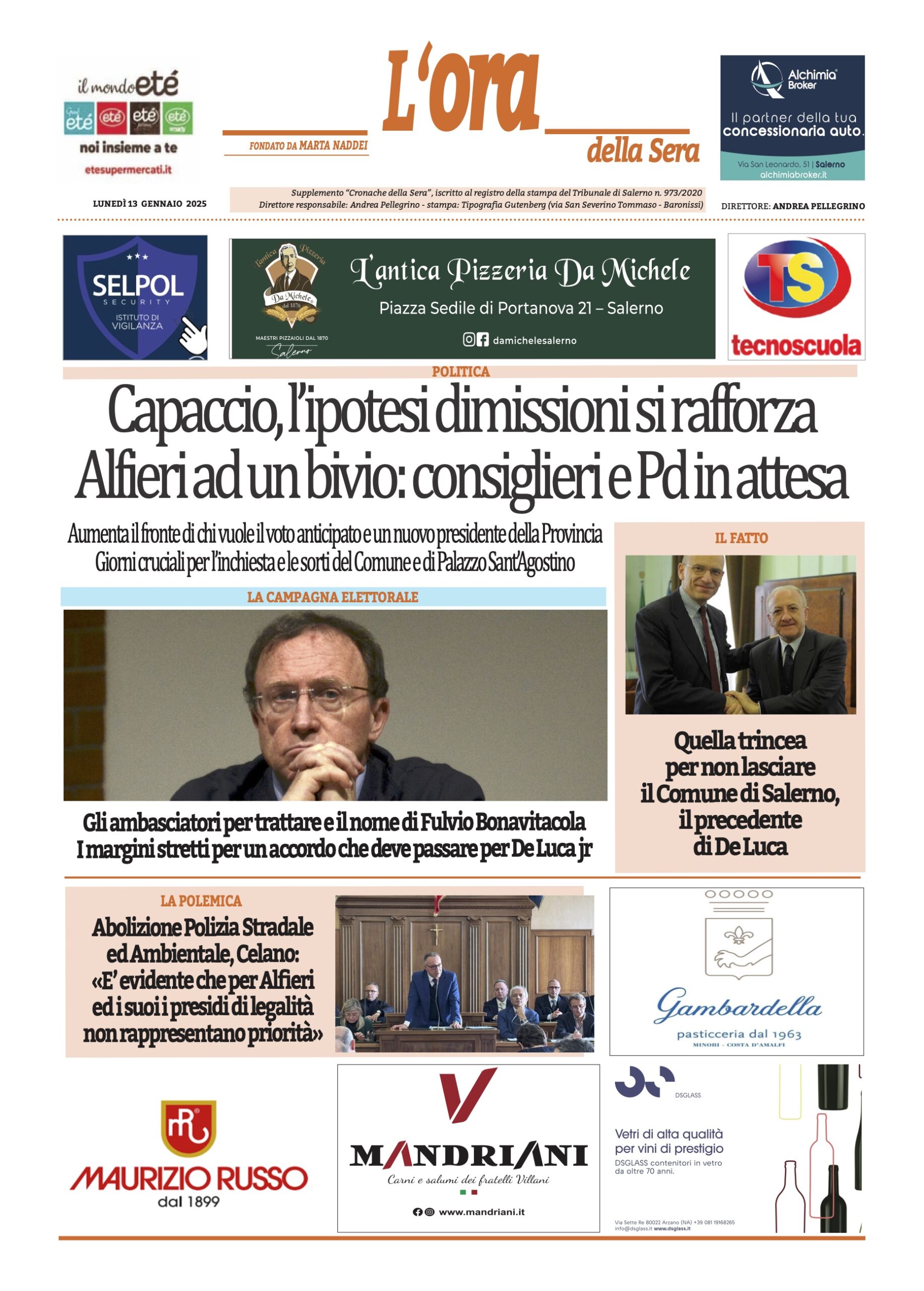 Prima-pagina-Cronache-della-Sera-oggi-edizione-di-oggi-20250113