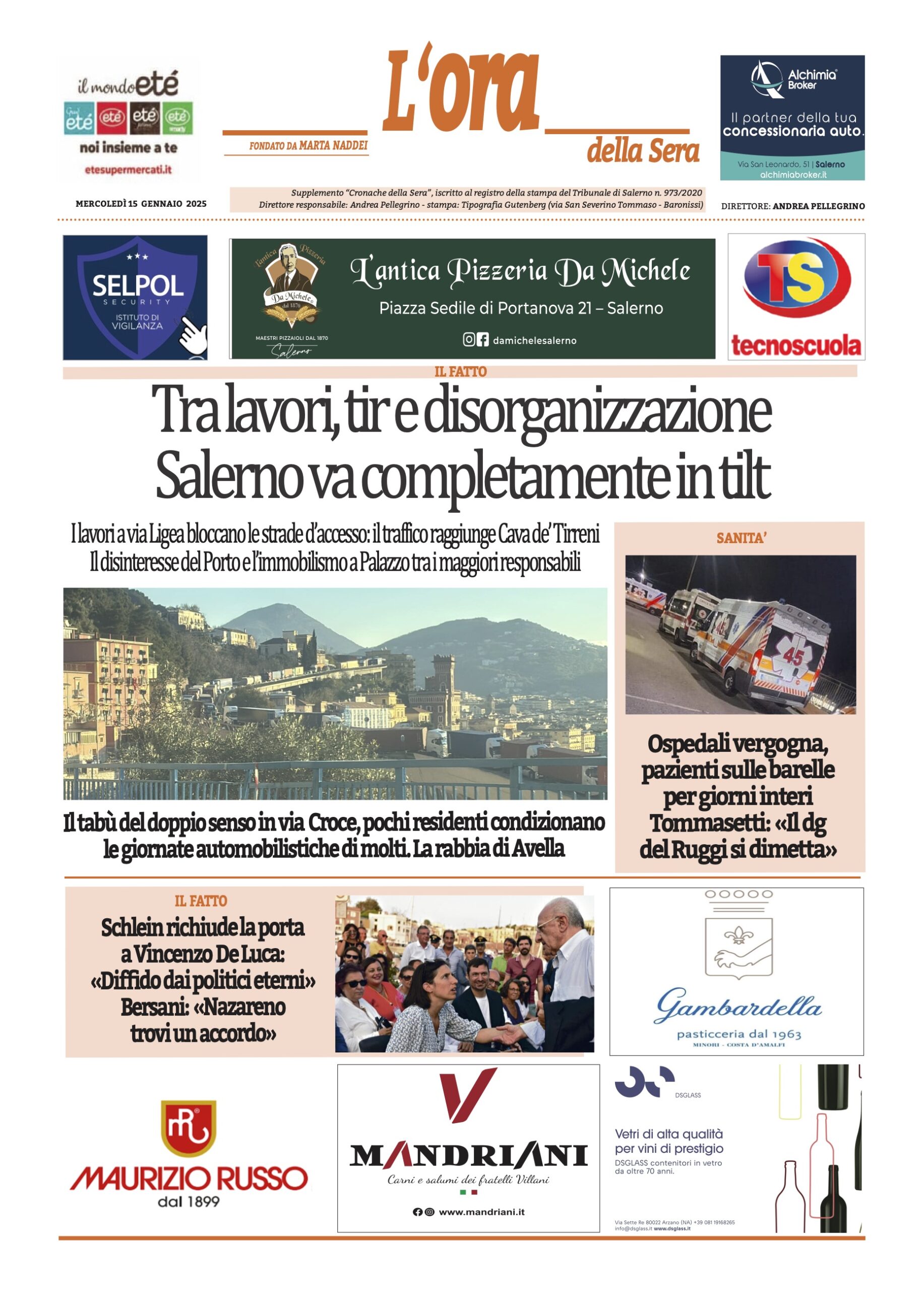 Prima-pagina-Cronache-della-Sera-oggi-edizione-di-oggi-20250115