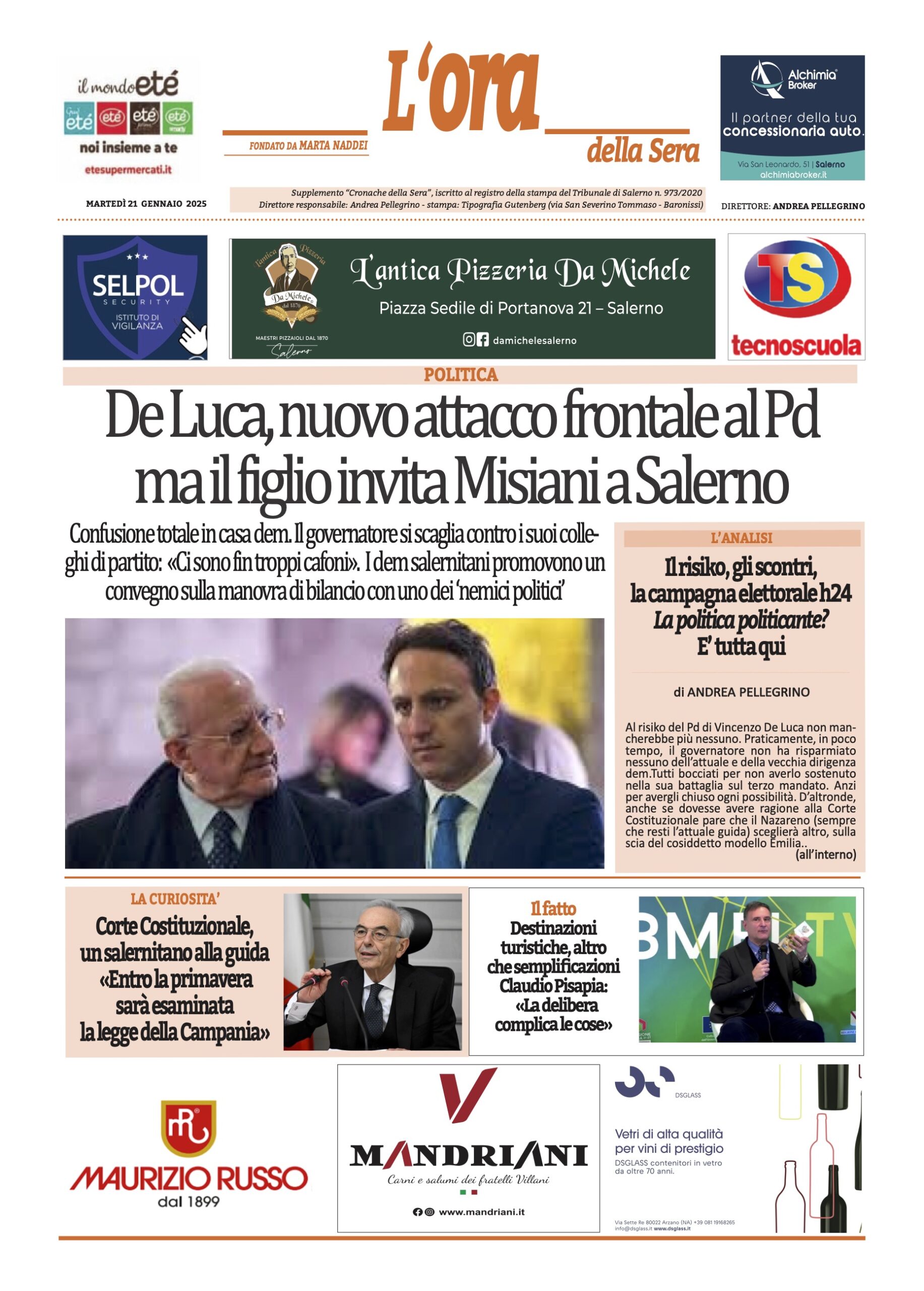 Prima-pagina-Cronache-della-Sera-oggi-edizione-di-oggi-20250121