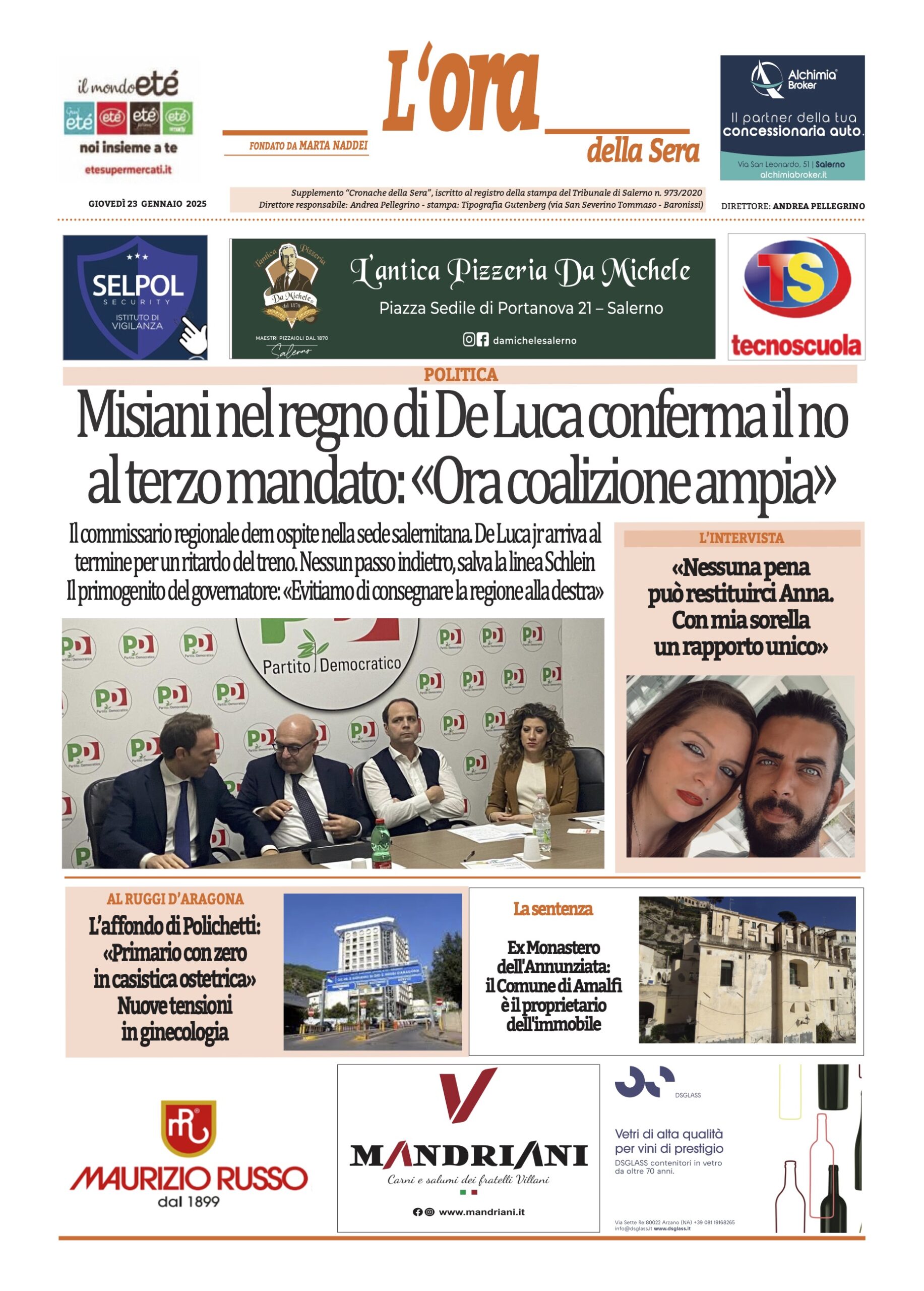 Prima-pagina-Cronache-della-Sera-oggi-edizione-di-oggi-20250123