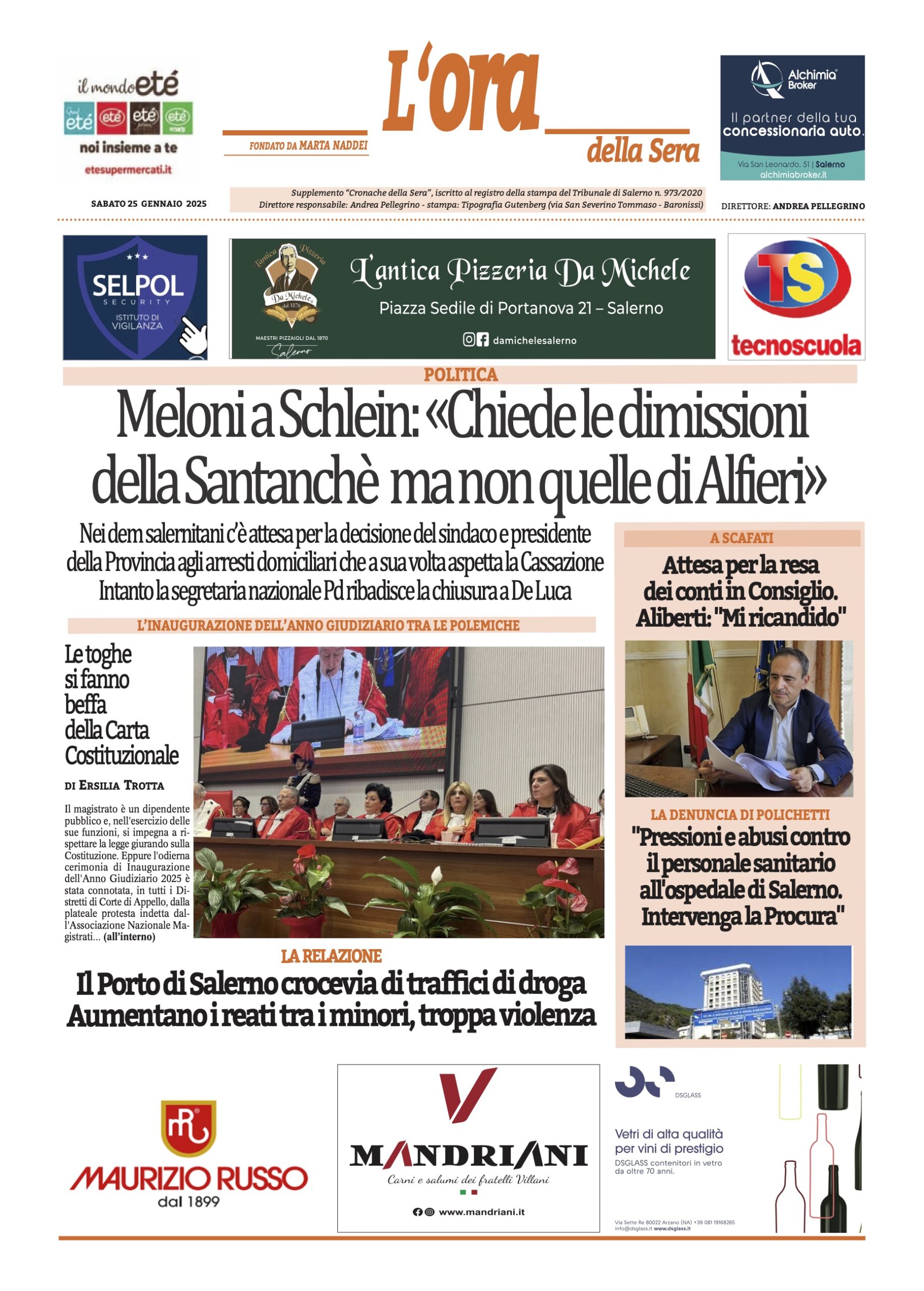 Prima-pagina-Cronache-della-Sera-oggi-edizione-di-oggi-20250125