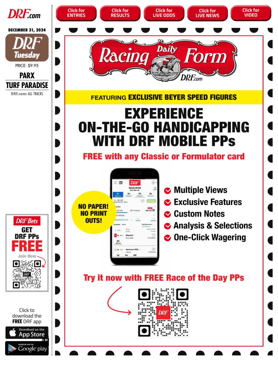 Prima-pagina-Daily-Racing-Form-oggi-edizione-di-oggi-20241231