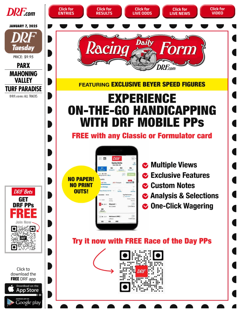 Prima-pagina-Daily-Racing-Form-oggi-edizione-di-oggi-20250107