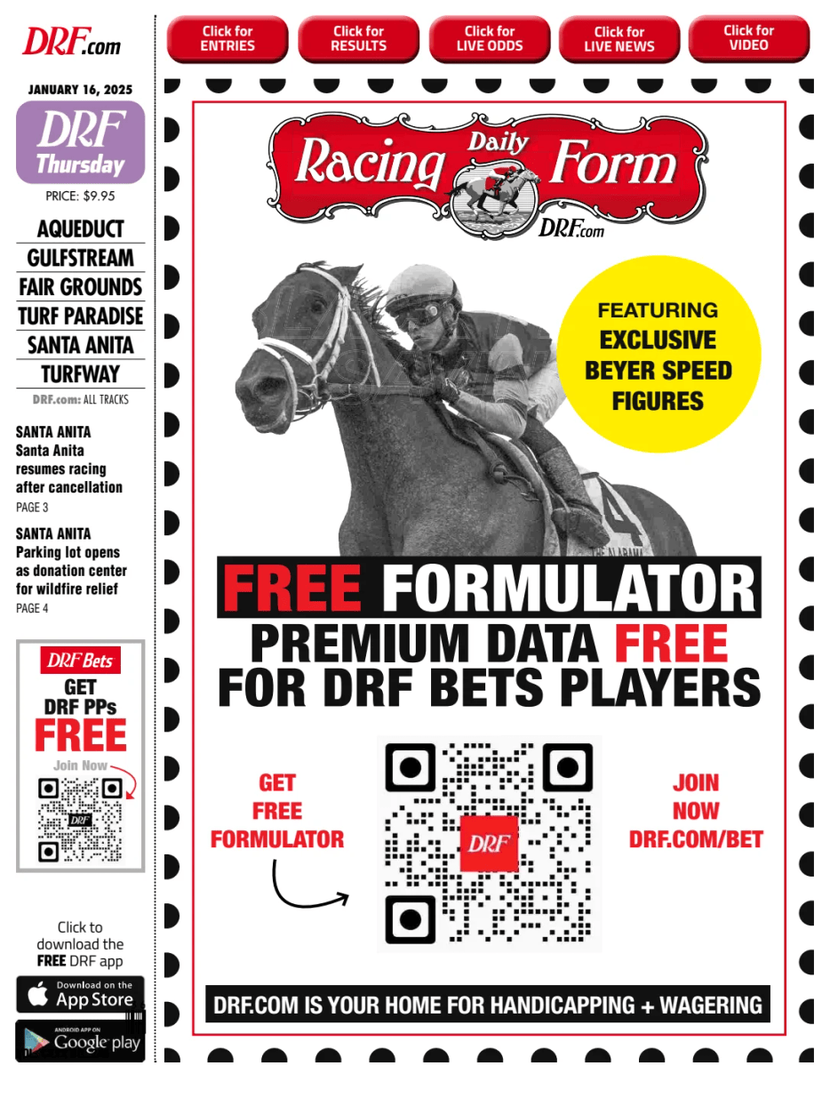 Prima-pagina-Daily-Racing-Form-oggi-edizione-di-oggi-20250116