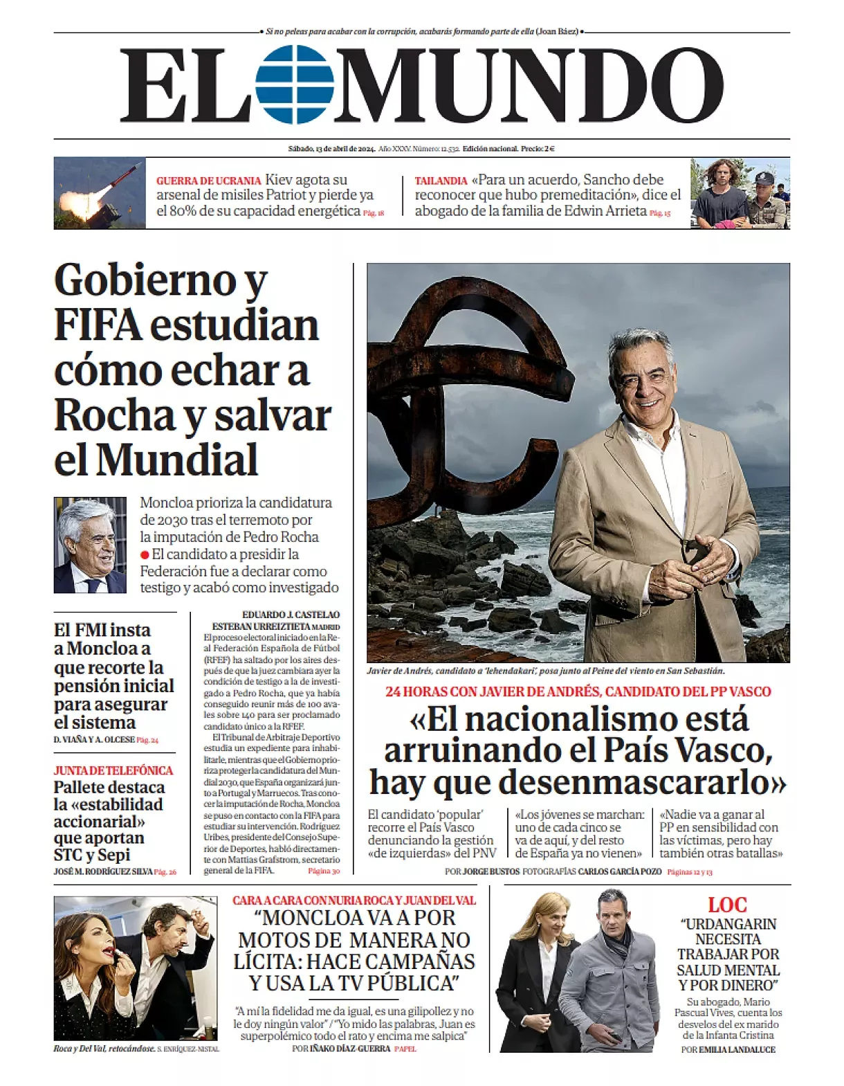 Prima-pagina-del-El_Mundo-edizione-di-oggi-2024-04-13