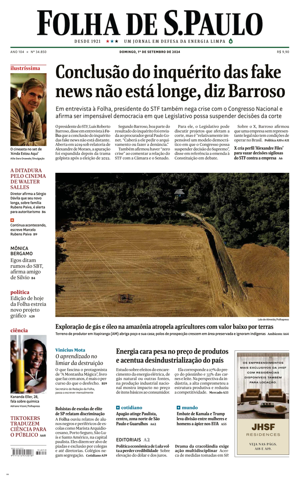 Prima-pagina-Folha-de-S-Paulo-oggi-edizione-di-oggi-