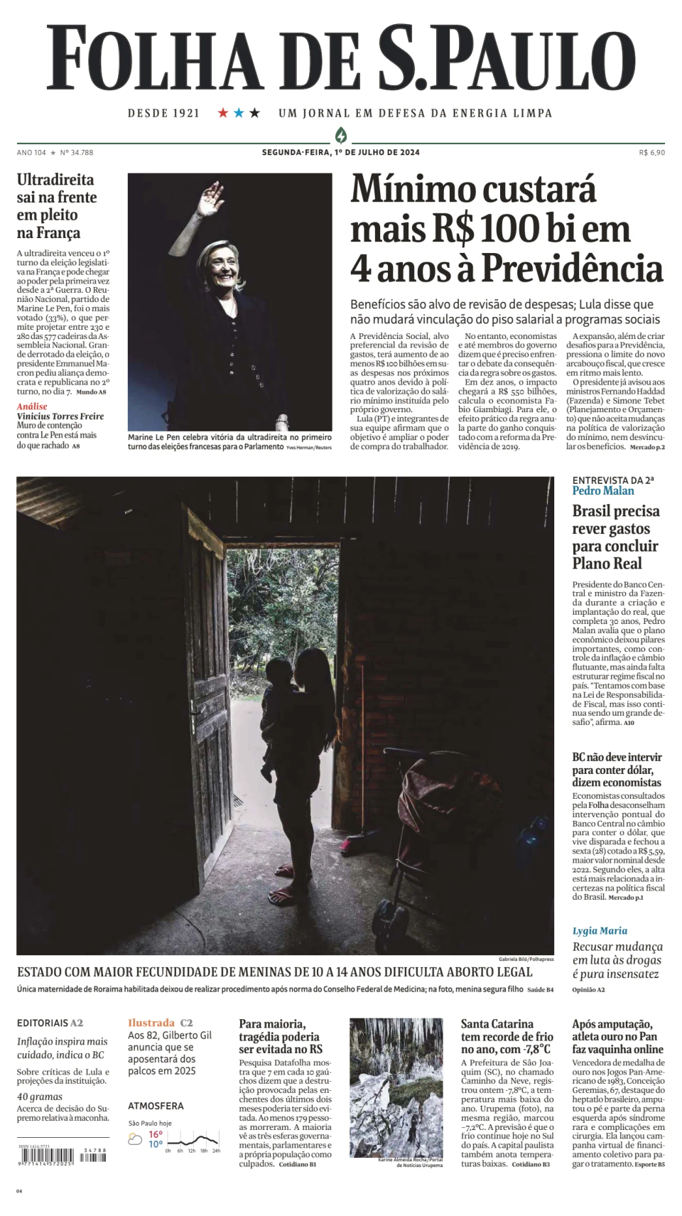 Prima-pagina-Folha-de-S-Paulo-oggi-edizione-di-oggi-20240701