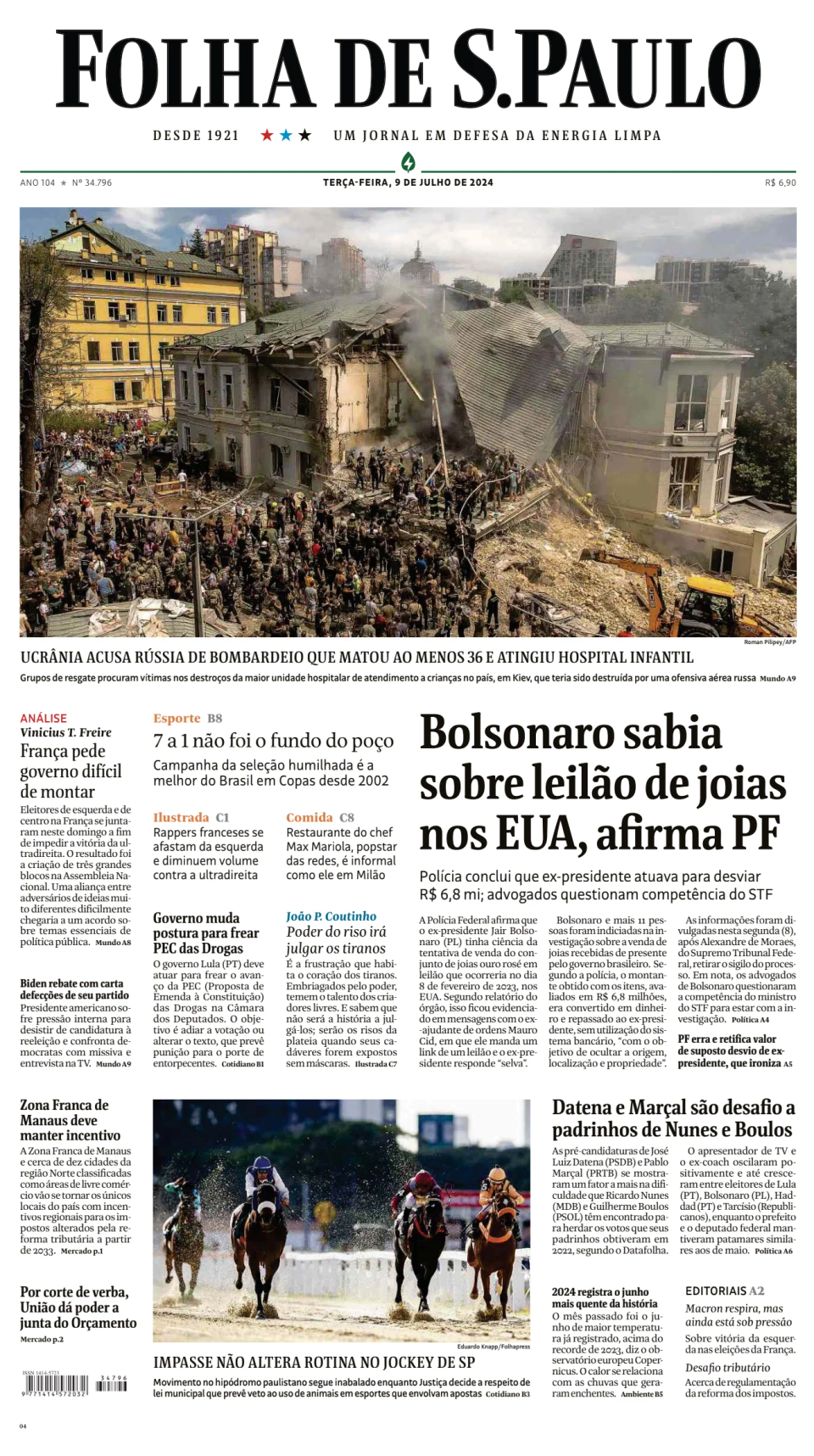 Prima-pagina-Folha-de-S-Paulo-oggi-edizione-di-oggi-20240709