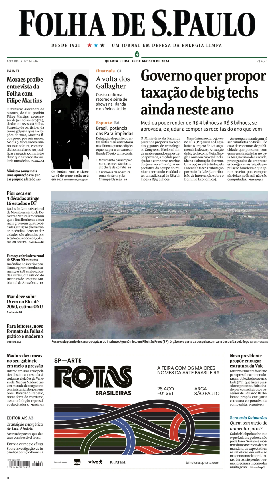 Prima-pagina-Folha-de-S-Paulo-oggi-edizione-di-oggi-20240828