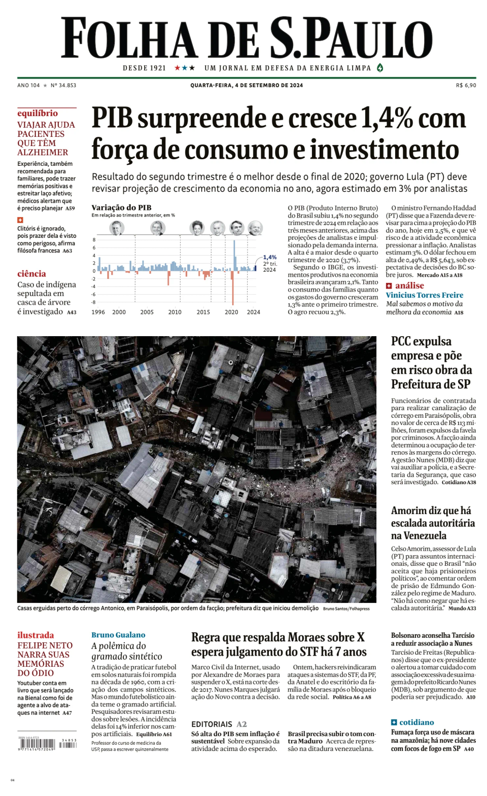 Prima-pagina-Folha-de-S-Paulo-oggi-edizione-di-oggi-20240904