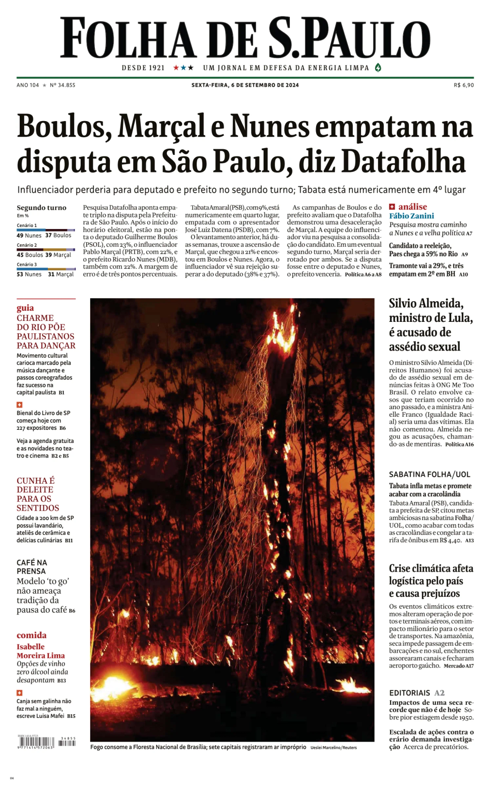 Prima-pagina-Folha-de-S-Paulo-oggi-edizione-di-oggi-20240906