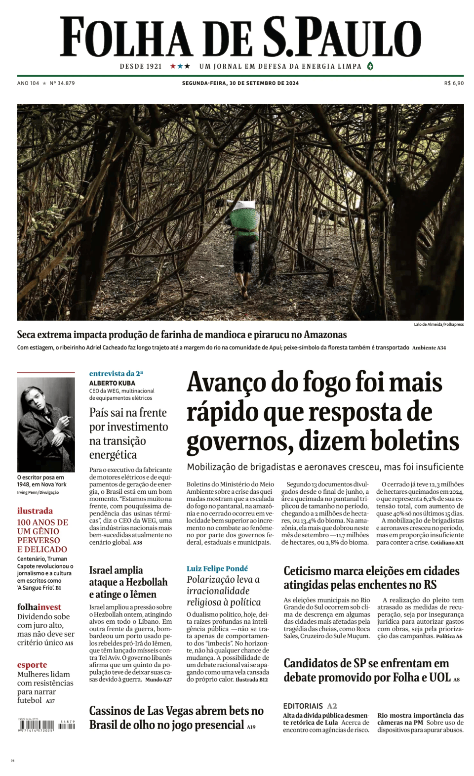 Prima-pagina-Folha-de-S-Paulo-oggi-edizione-di-oggi-20240930