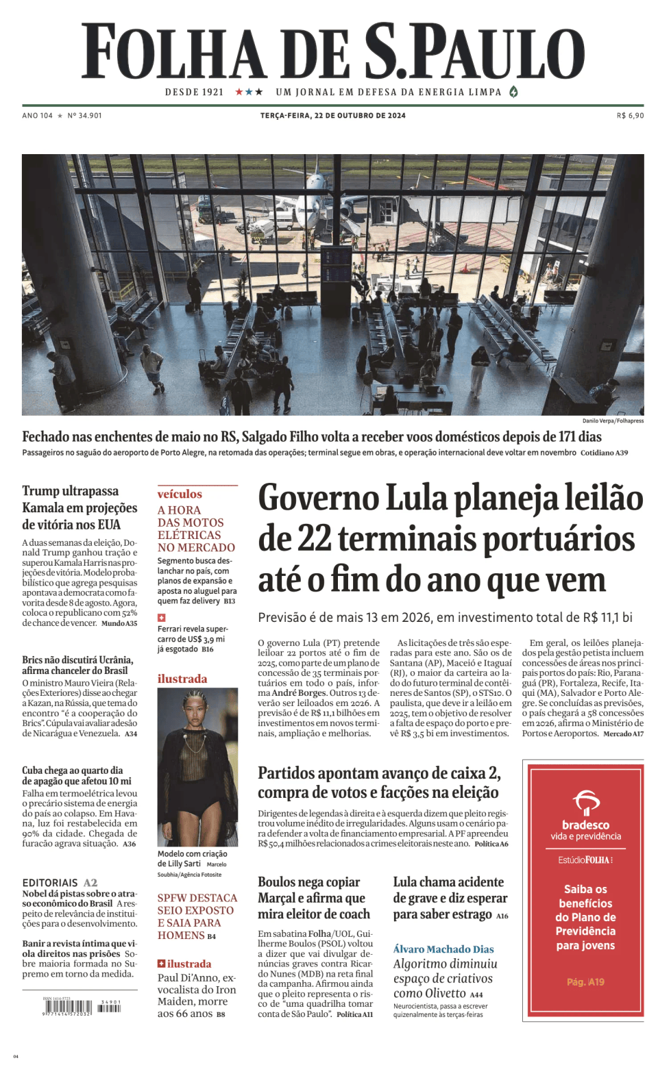 Prima-pagina-Folha-de-S-Paulo-oggi-edizione-di-oggi-20241022