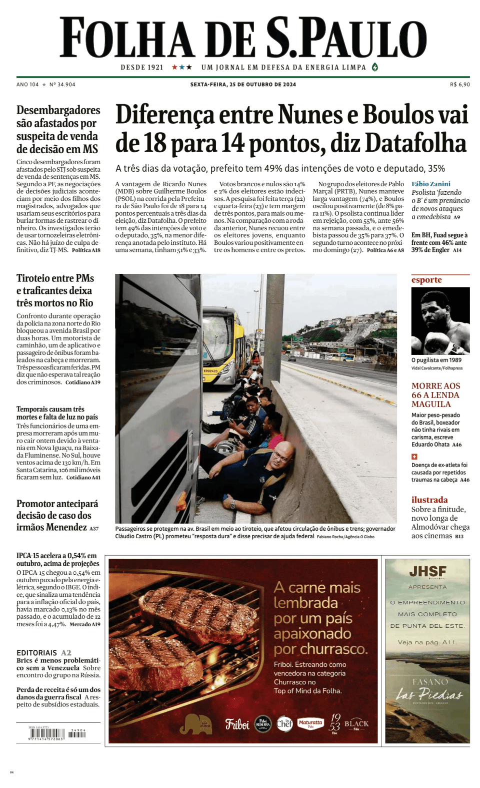 Prima-pagina-Folha-de-S-Paulo-oggi-edizione-di-oggi-20241025