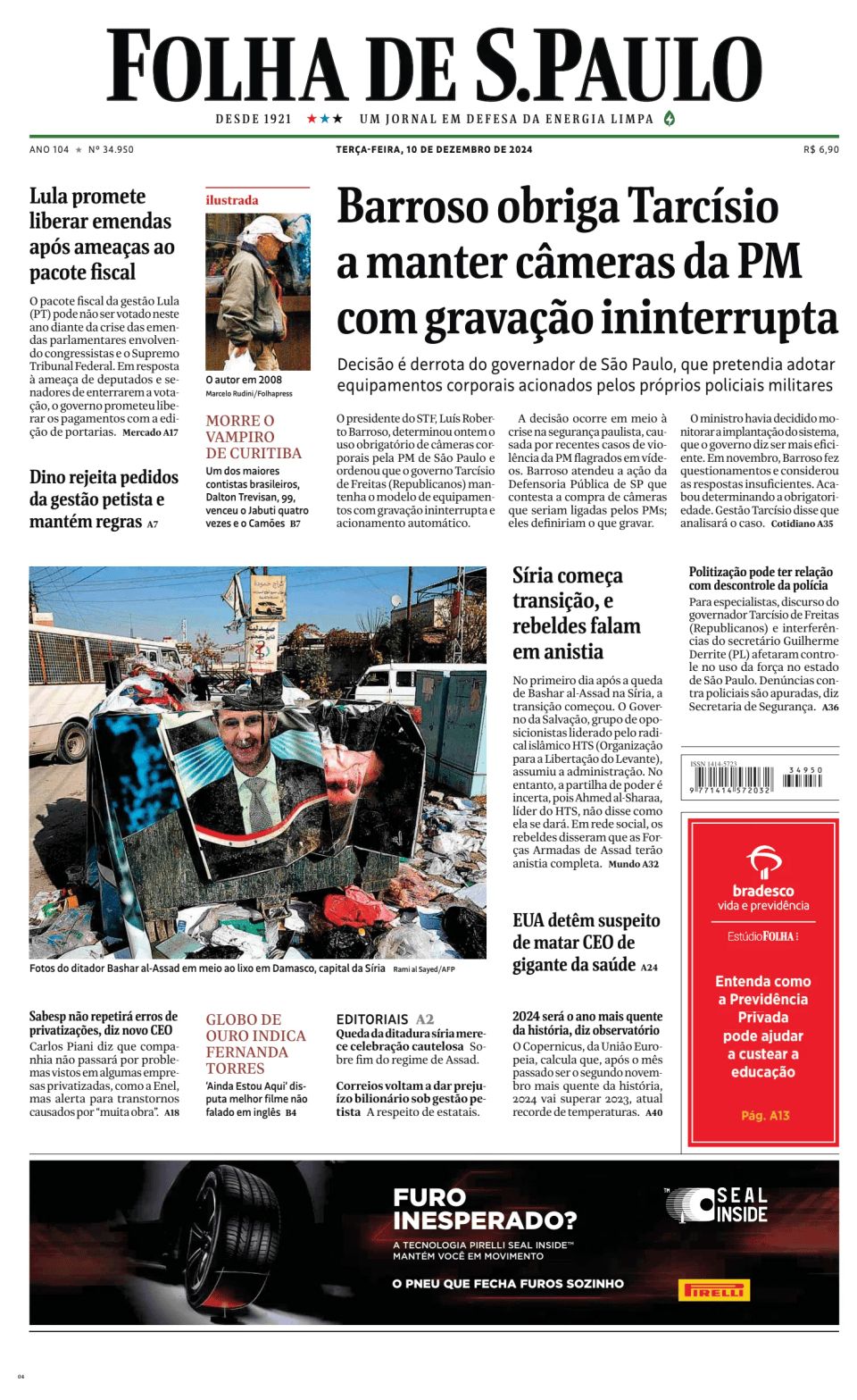 Prima-pagina-Folha-de-S-Paulo-oggi-edizione-di-oggi-20241210