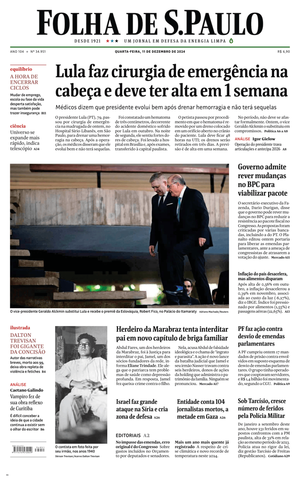 Prima-pagina-Folha-de-S-Paulo-oggi-edizione-di-oggi-20241211