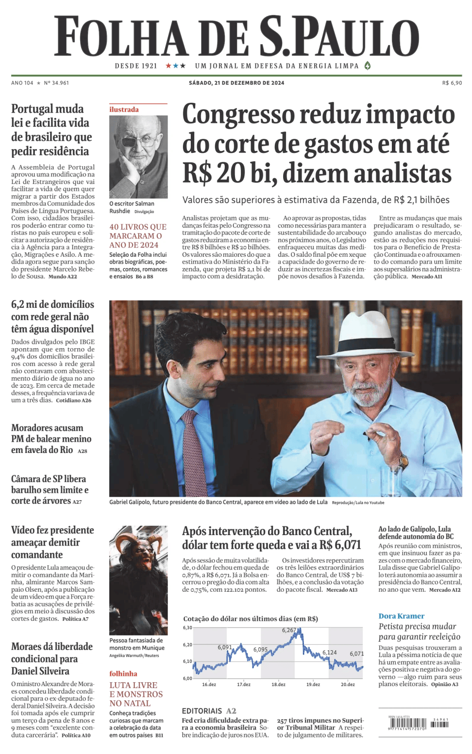 Prima-pagina-Folha-de-S-Paulo-oggi-edizione-di-oggi-20241221