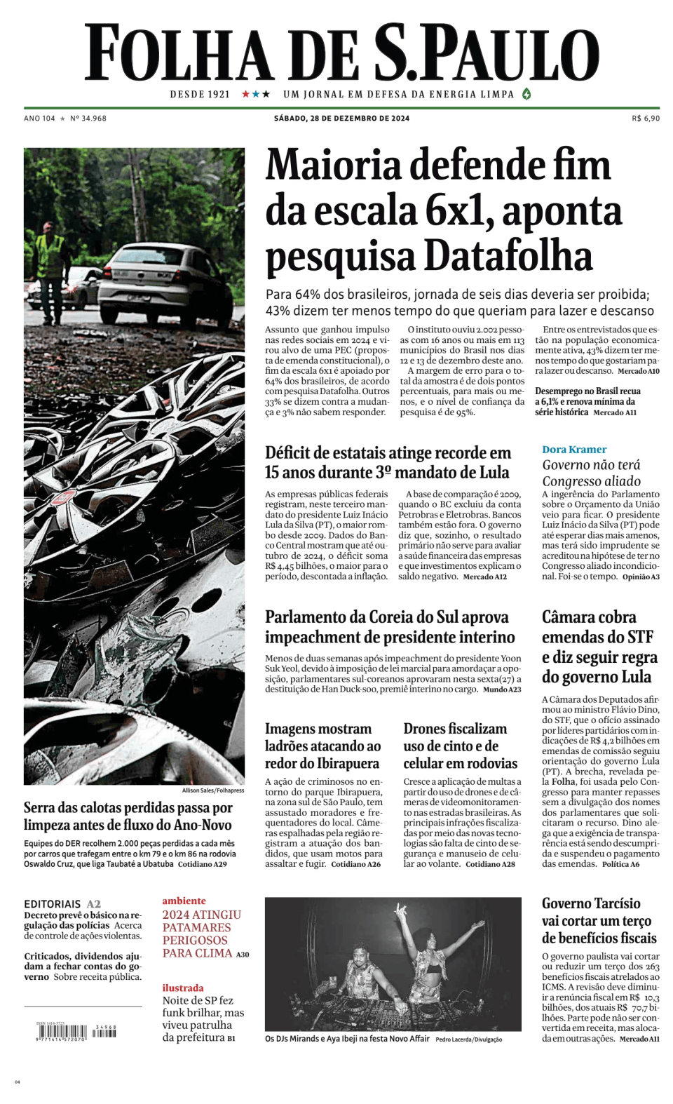 Prima-pagina-Folha-de-S-Paulo-oggi-edizione-di-oggi-20241228