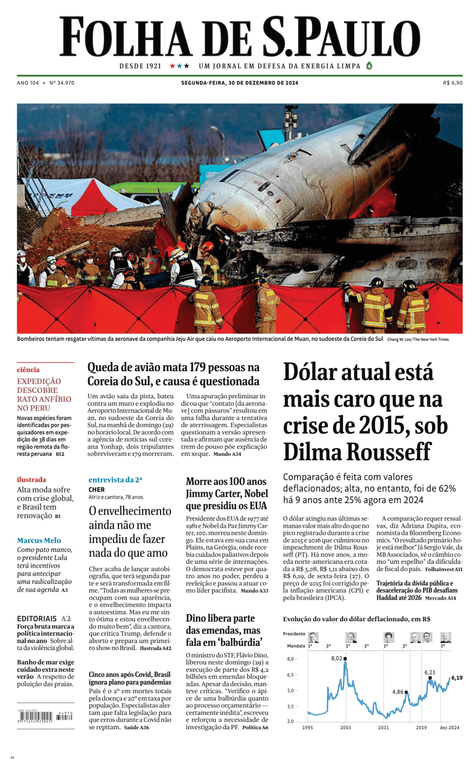 Prima-pagina-Folha-de-S-Paulo-oggi-edizione-di-oggi-20241230