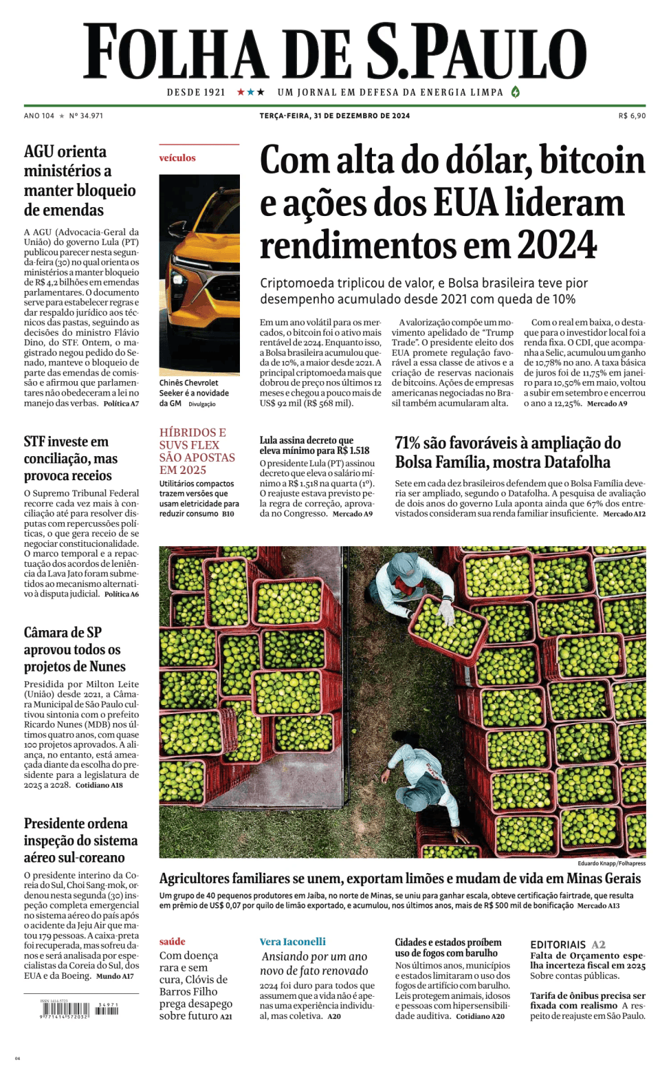 Prima-pagina-Folha-de-S-Paulo-oggi-edizione-di-oggi-20241231