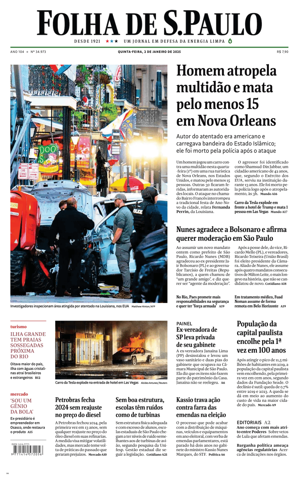 Prima-pagina-Folha-de-S-Paulo-oggi-edizione-di-oggi-20250102