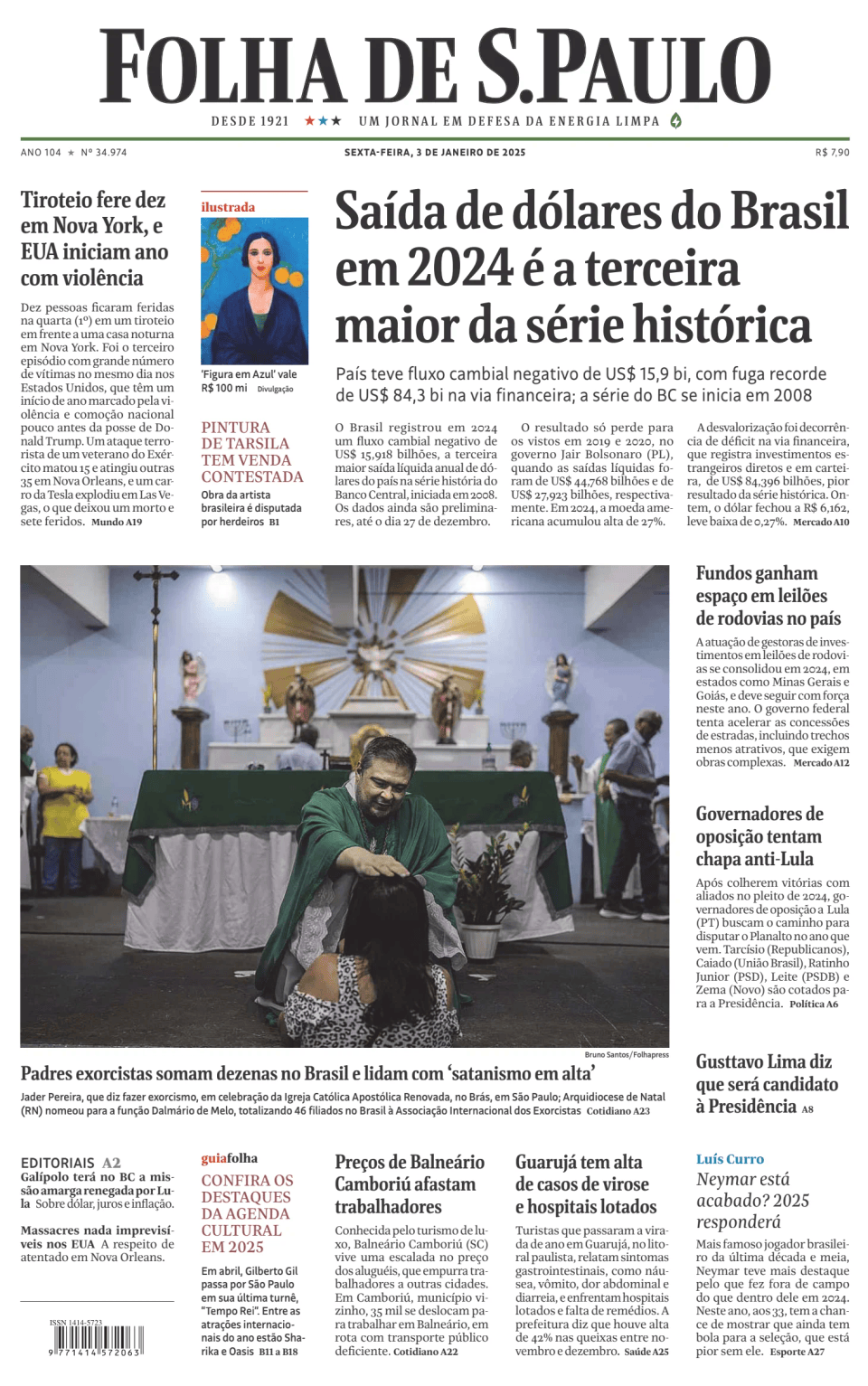 Prima-pagina-Folha-de-S-Paulo-oggi-edizione-di-oggi-20250103