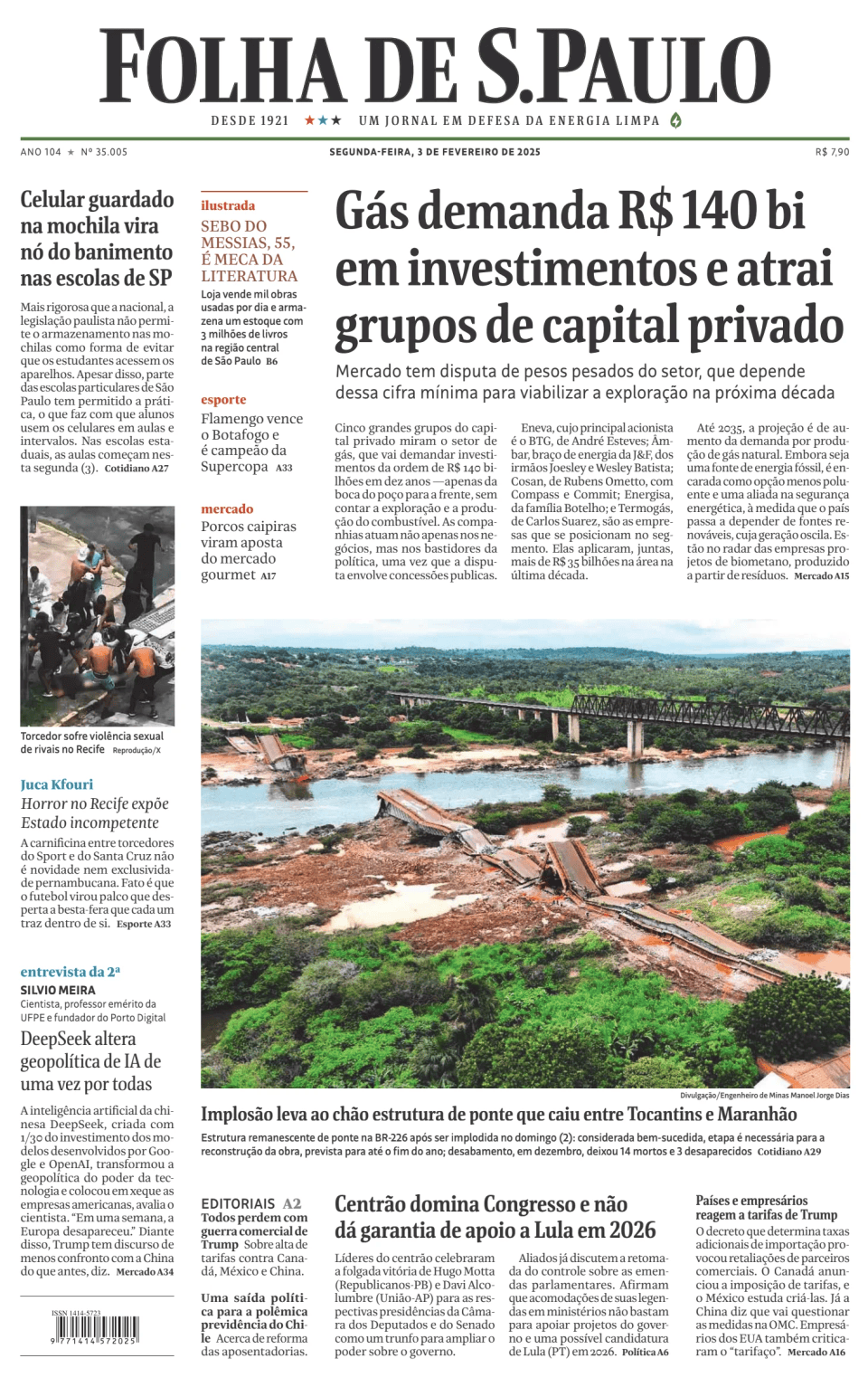 Prima-pagina-Folha-de-S-Paulo-oggi-edizione-di-oggi-20250203