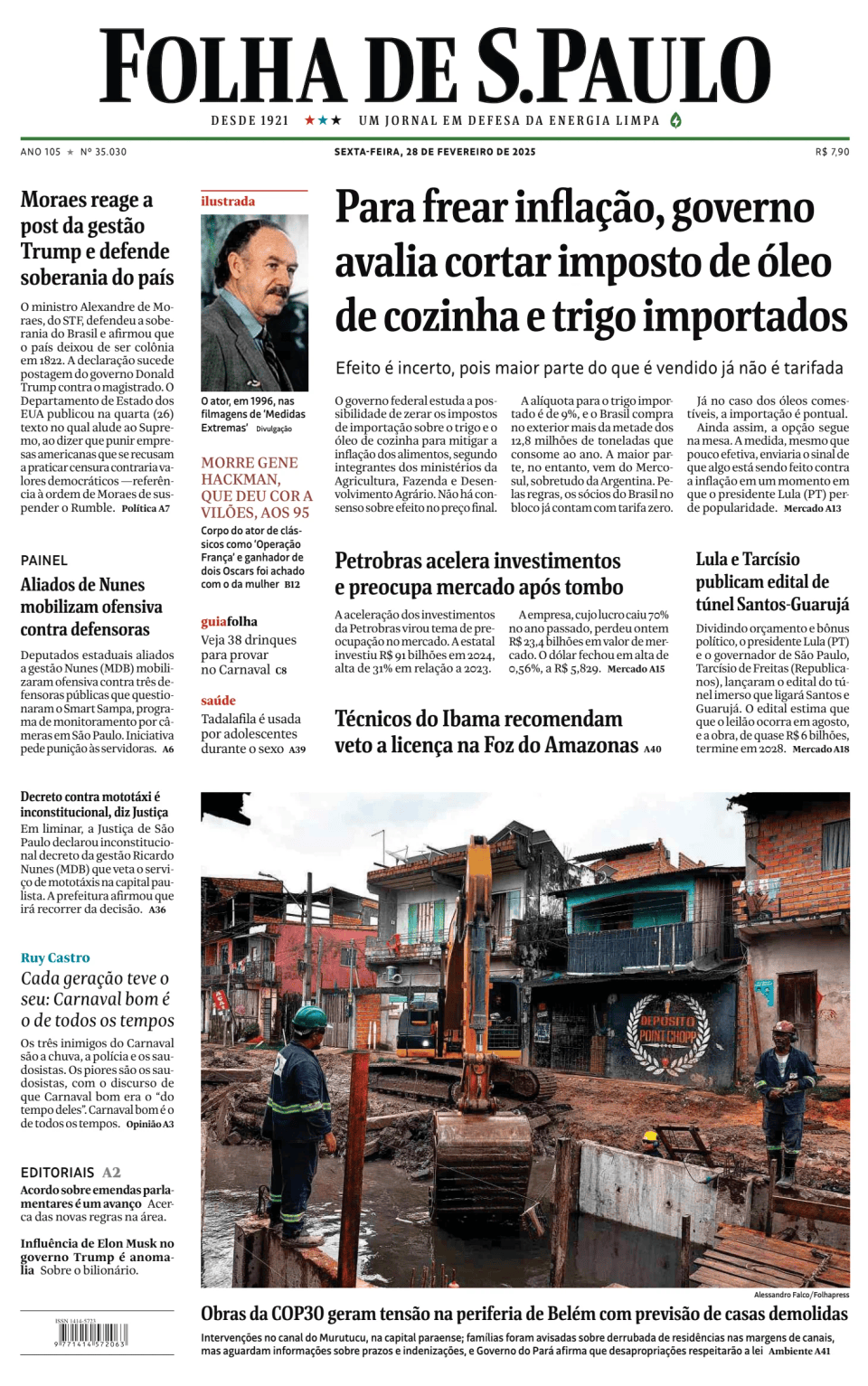 Prima-pagina-Folha-de-S-Paulo-oggi-edizione-di-oggi-20250228