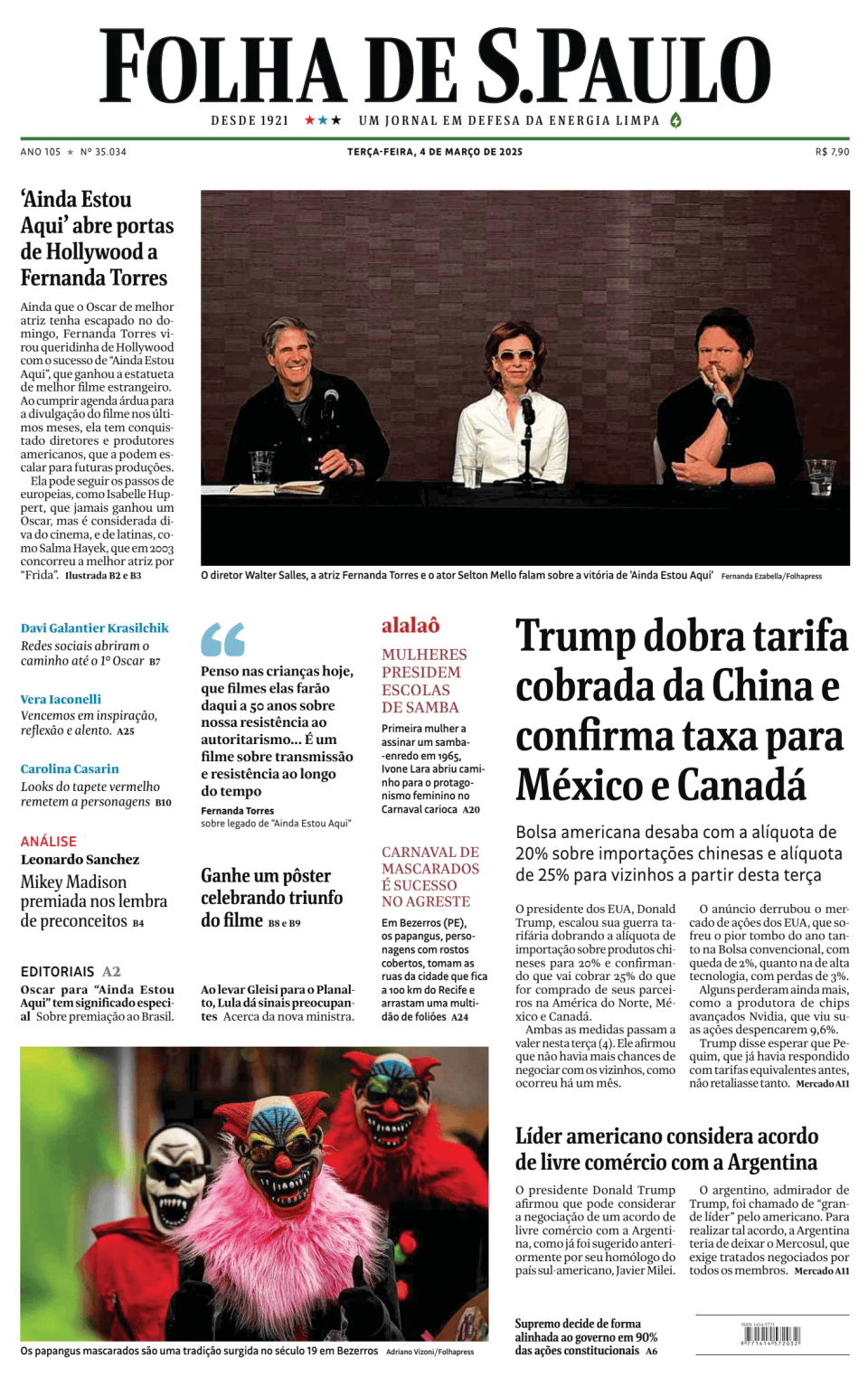 Prima-pagina-Folha-de-S-Paulo-oggi-edizione-di-oggi-20250304