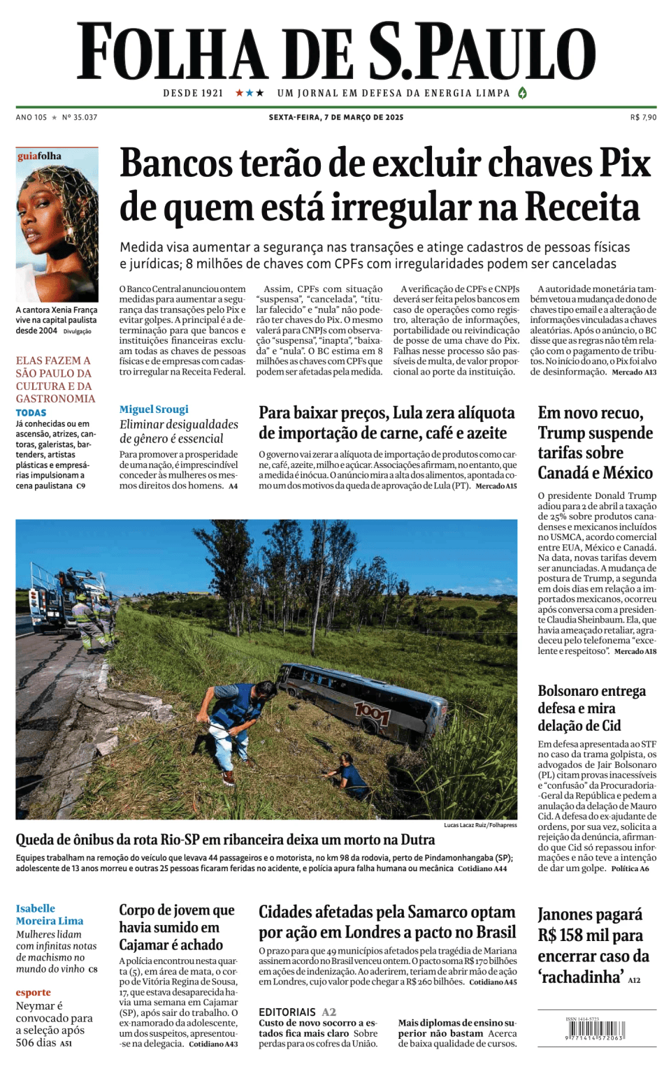 Prima-pagina-Folha-de-S-Paulo-oggi-edizione-di-oggi-20250307