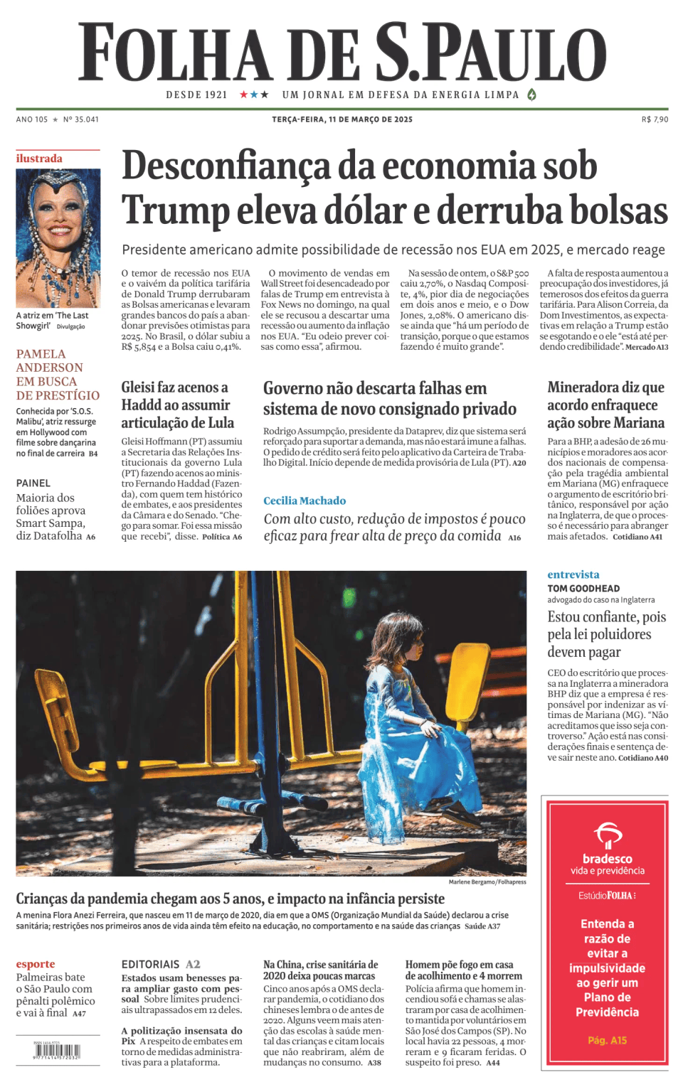 Prima-pagina-Folha-de-S-Paulo-oggi-edizione-di-oggi-20250311