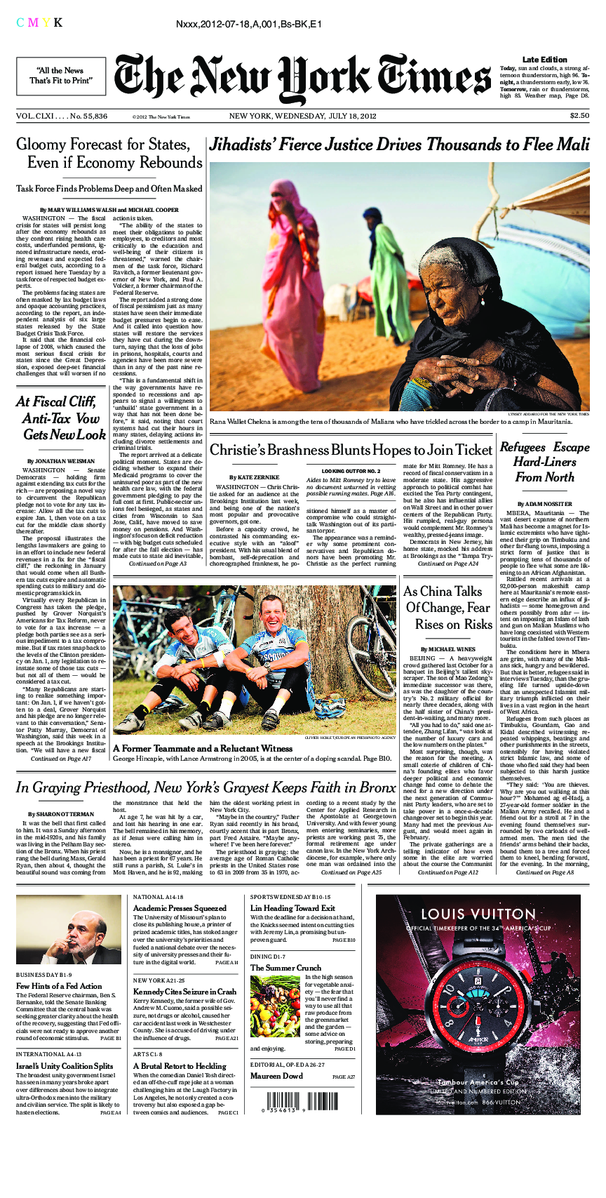 Prima-pagina-New-York-Times-del-2012-07-18